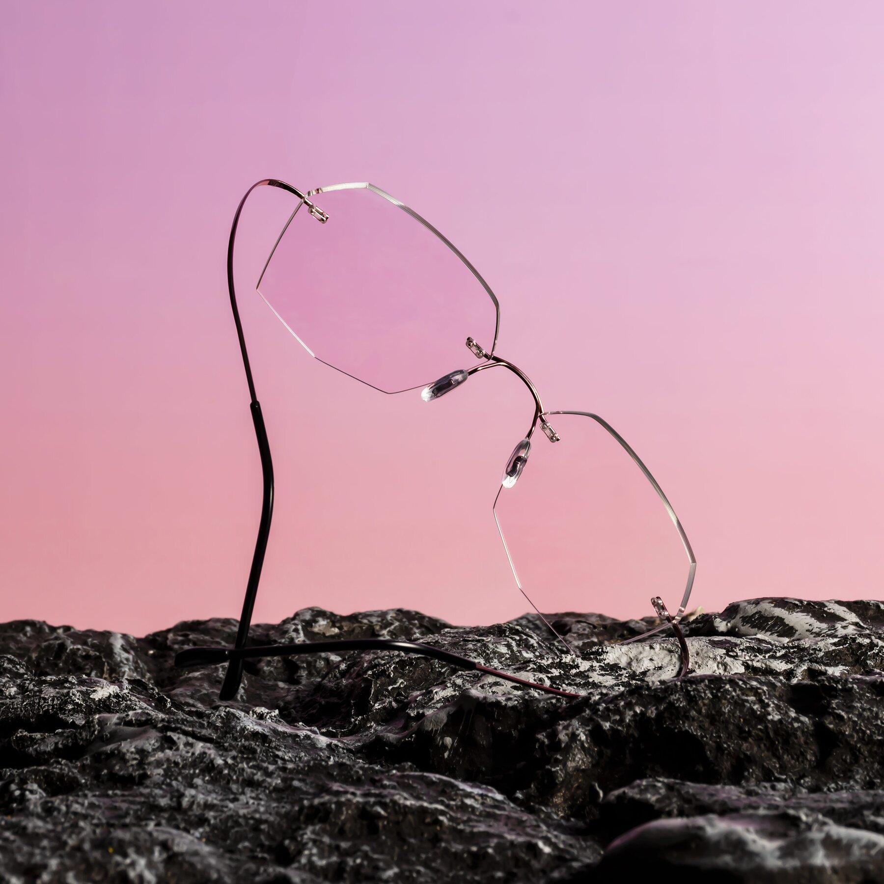 Lifestyle photography #2 of Denzel in Light Pink with Clear Reading Eyeglass Lenses