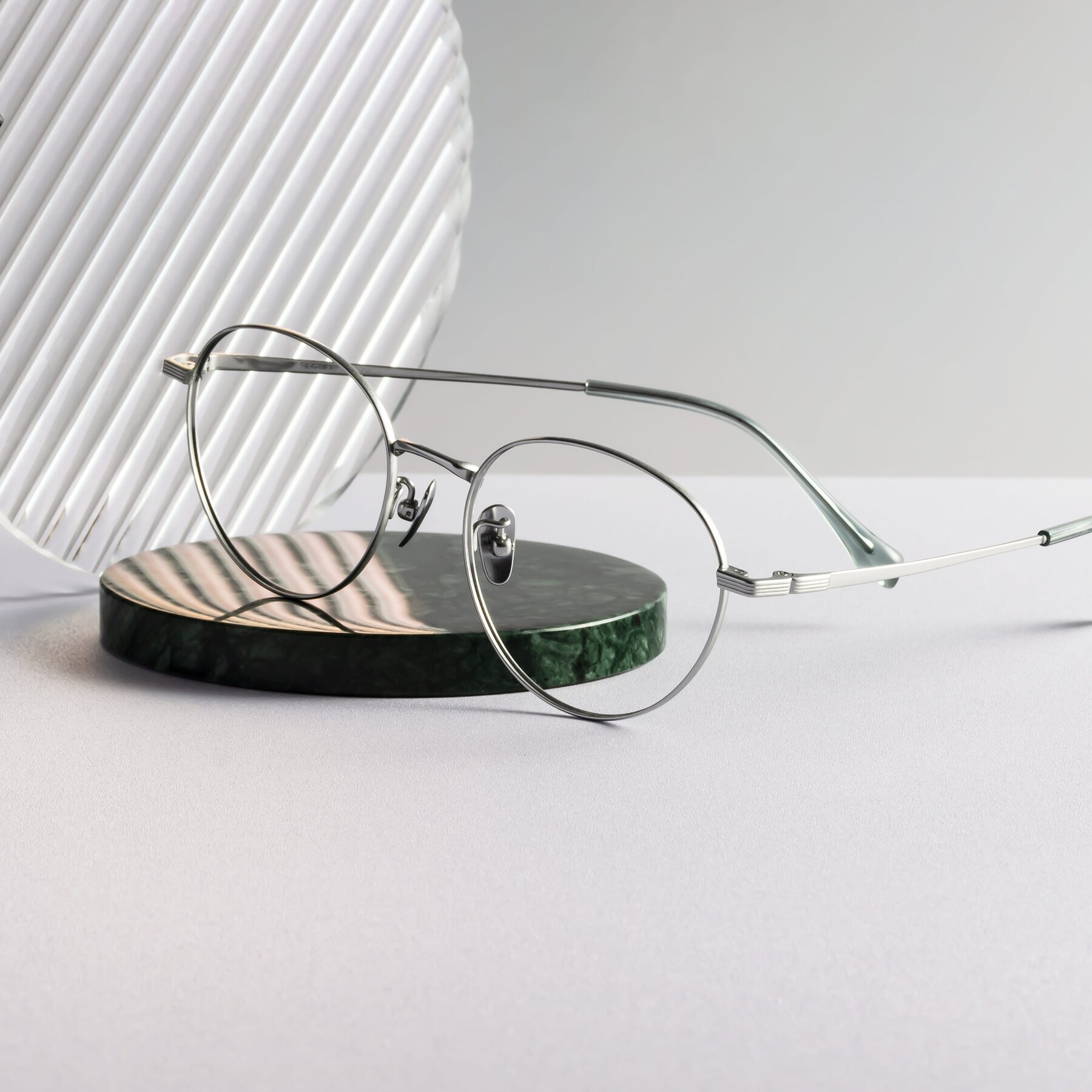 Lifestyle photography #2 of Sahala in Silver with Clear Reading Eyeglass Lenses