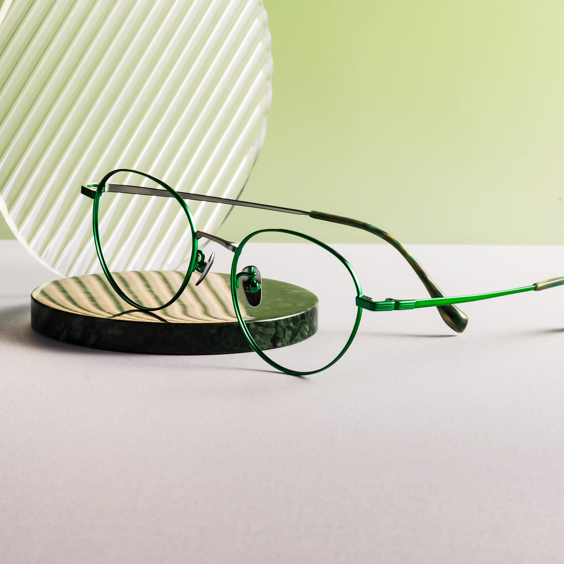 Lifestyle photography #1 of Sahala in Green-Sliver with Clear Reading Eyeglass Lenses