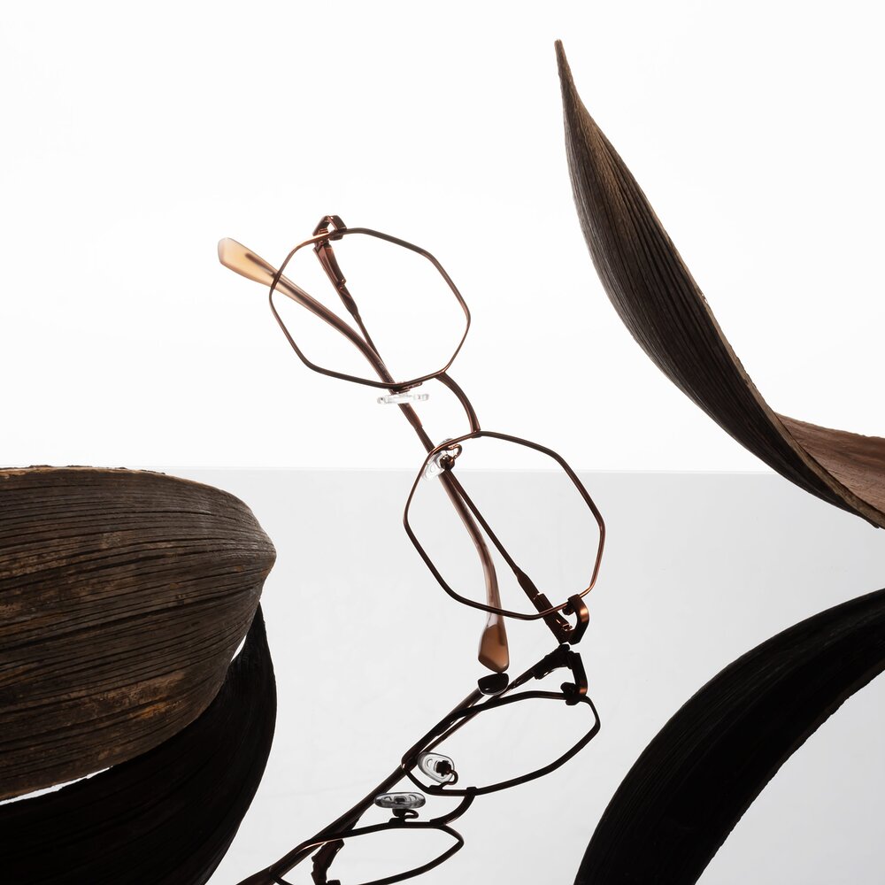 Bronze Hipster Metal Geometric Eyeglasses