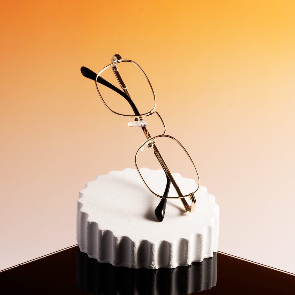 Light Gold Classic Metal Rectangle Eyeglasses