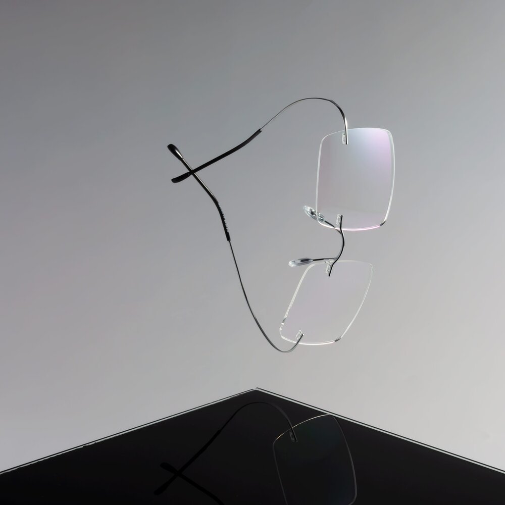 Silver Lightweight Square Rimless Eyeglasses