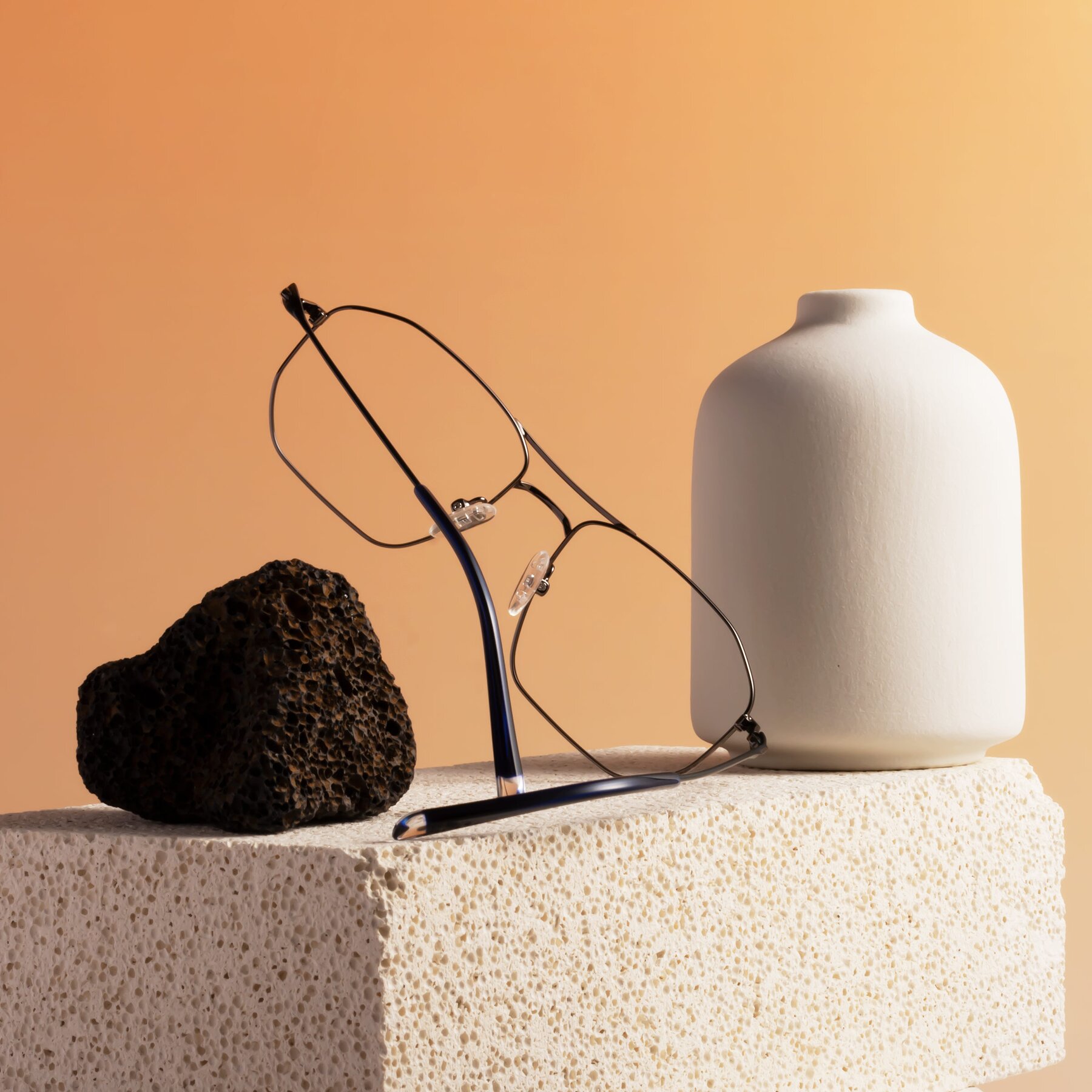 Lifestyle photography #1 of Cress in Gunmetal-Blue with Clear Eyeglass Lenses