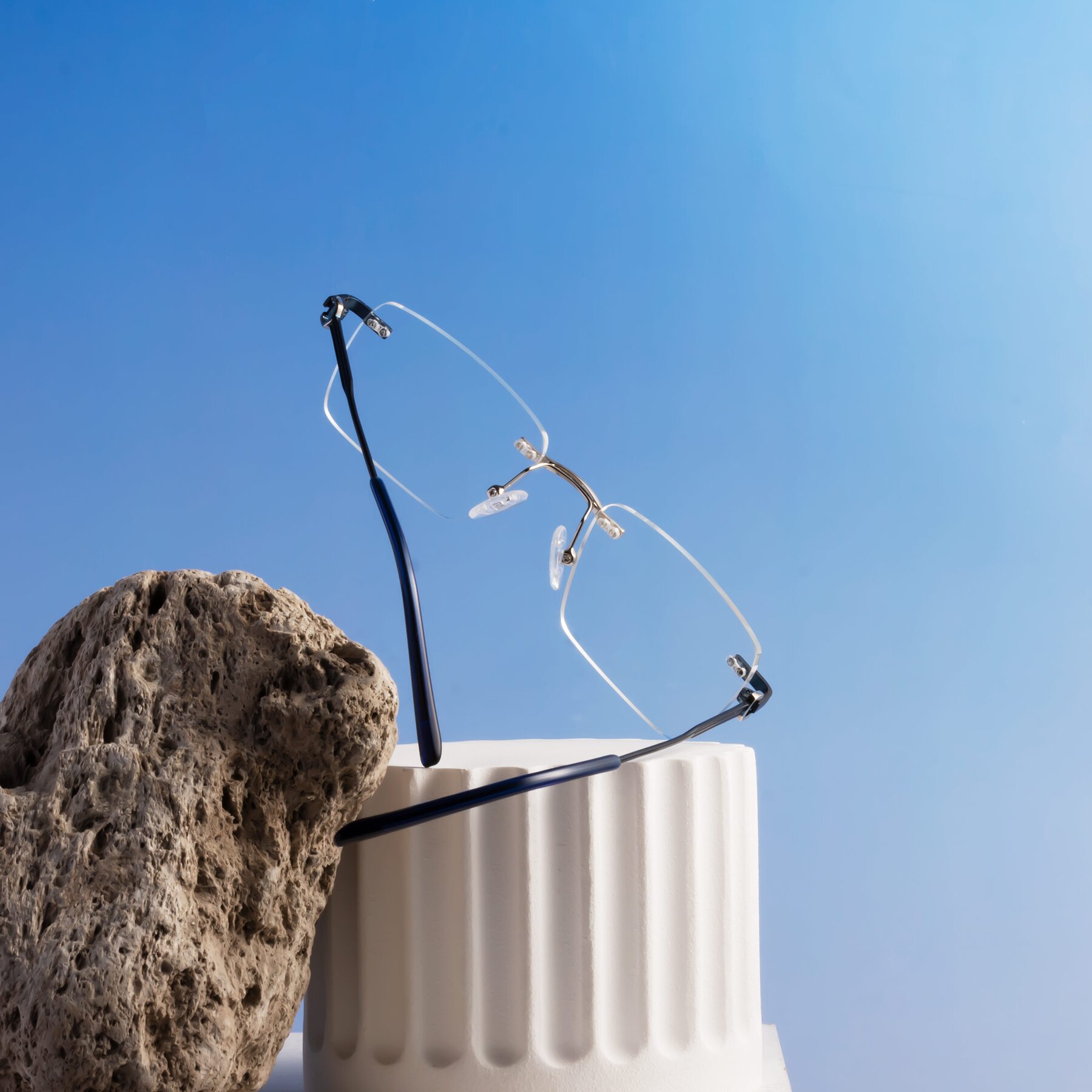 Lifestyle photography #2 of Aloe in Silver-Blue with Clear Eyeglass Lenses