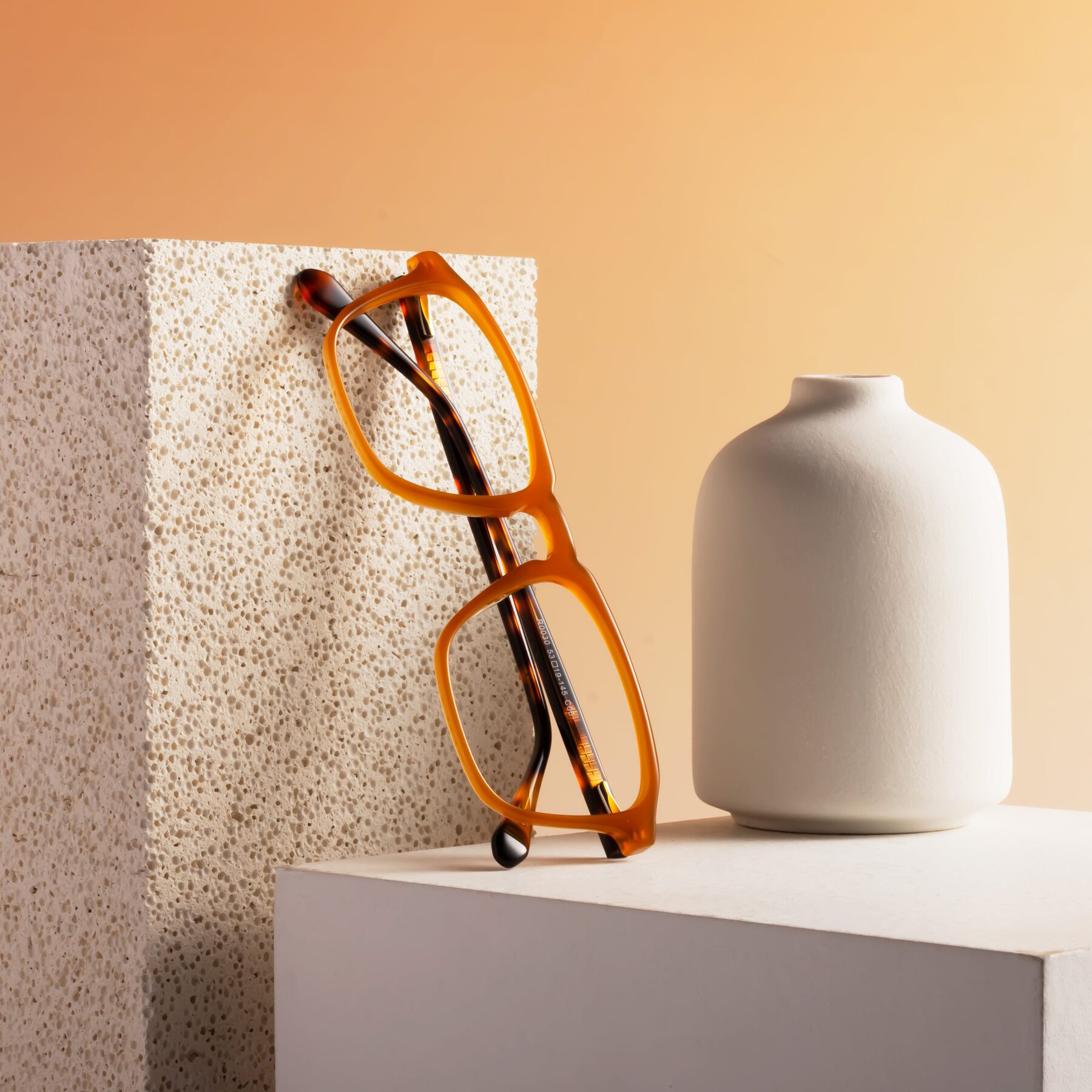 Lifestyle photography #1 of Calm in Caramel-Tortoise with Clear Eyeglass Lenses