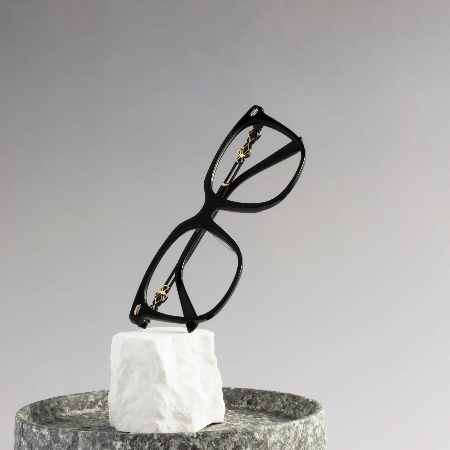 Women's lifestyle photography #1 of Dahlia in Black with Clear Eyeglass Lenses