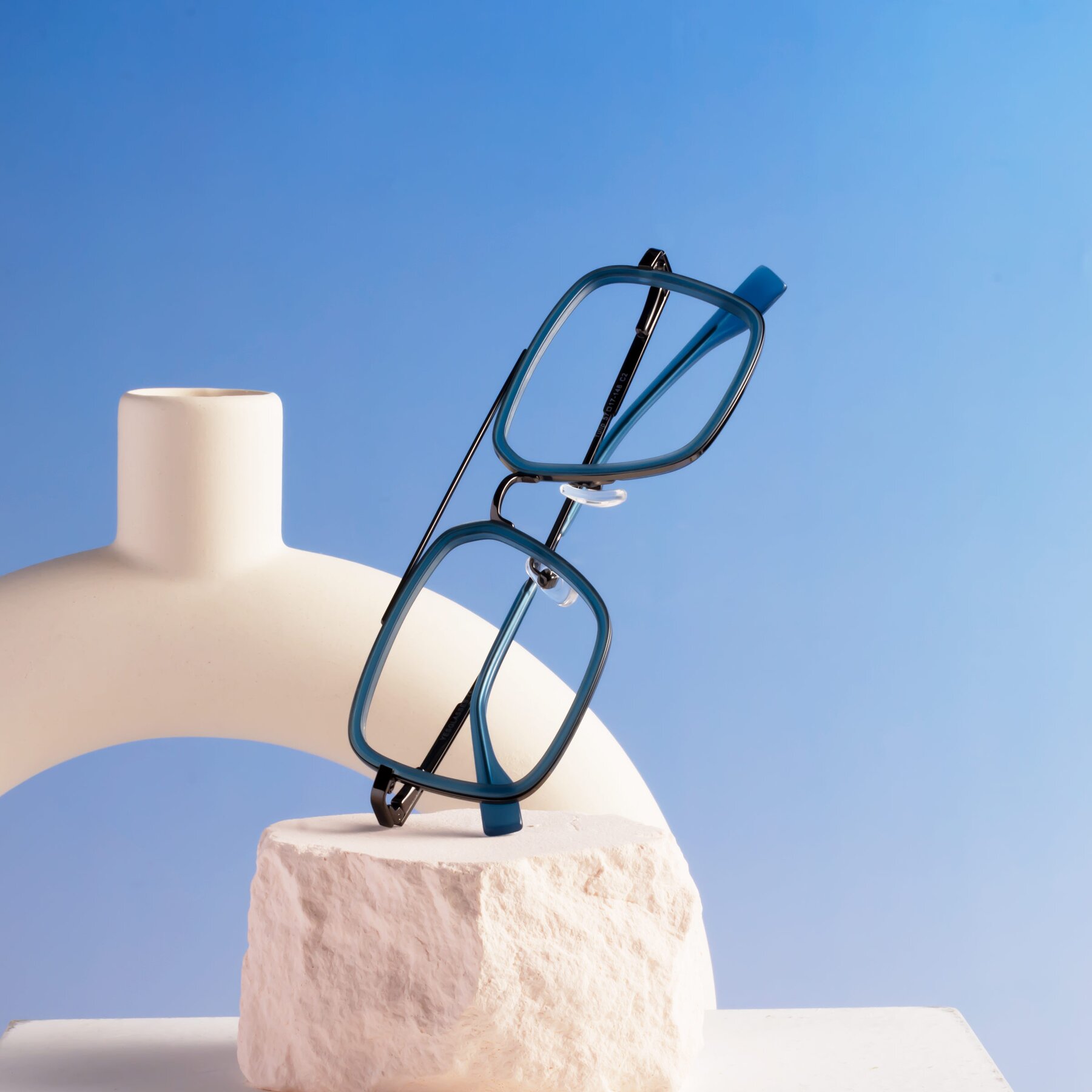 Lifestyle photography #1 of Tulip in Teal-Gunmetal with Clear Eyeglass Lenses