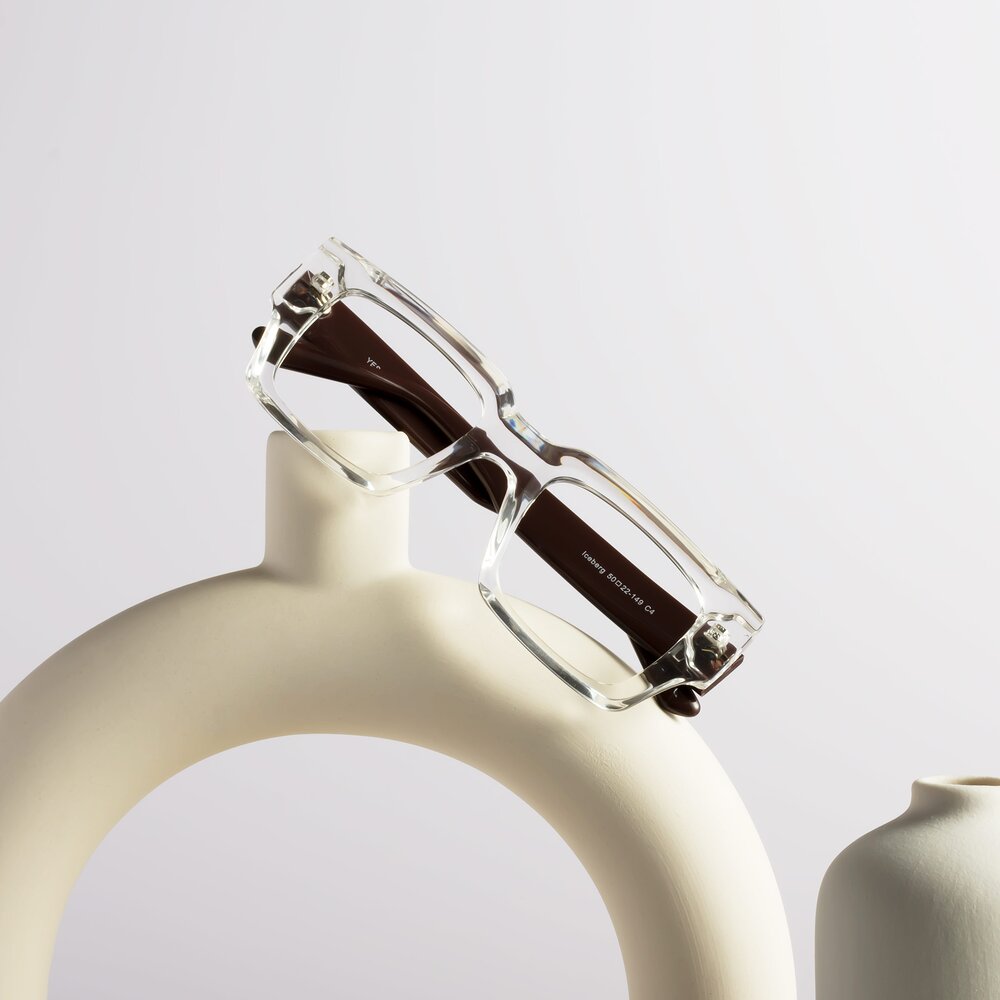 Clear-Chocolate Hipster TR90 Square Eyeglasses