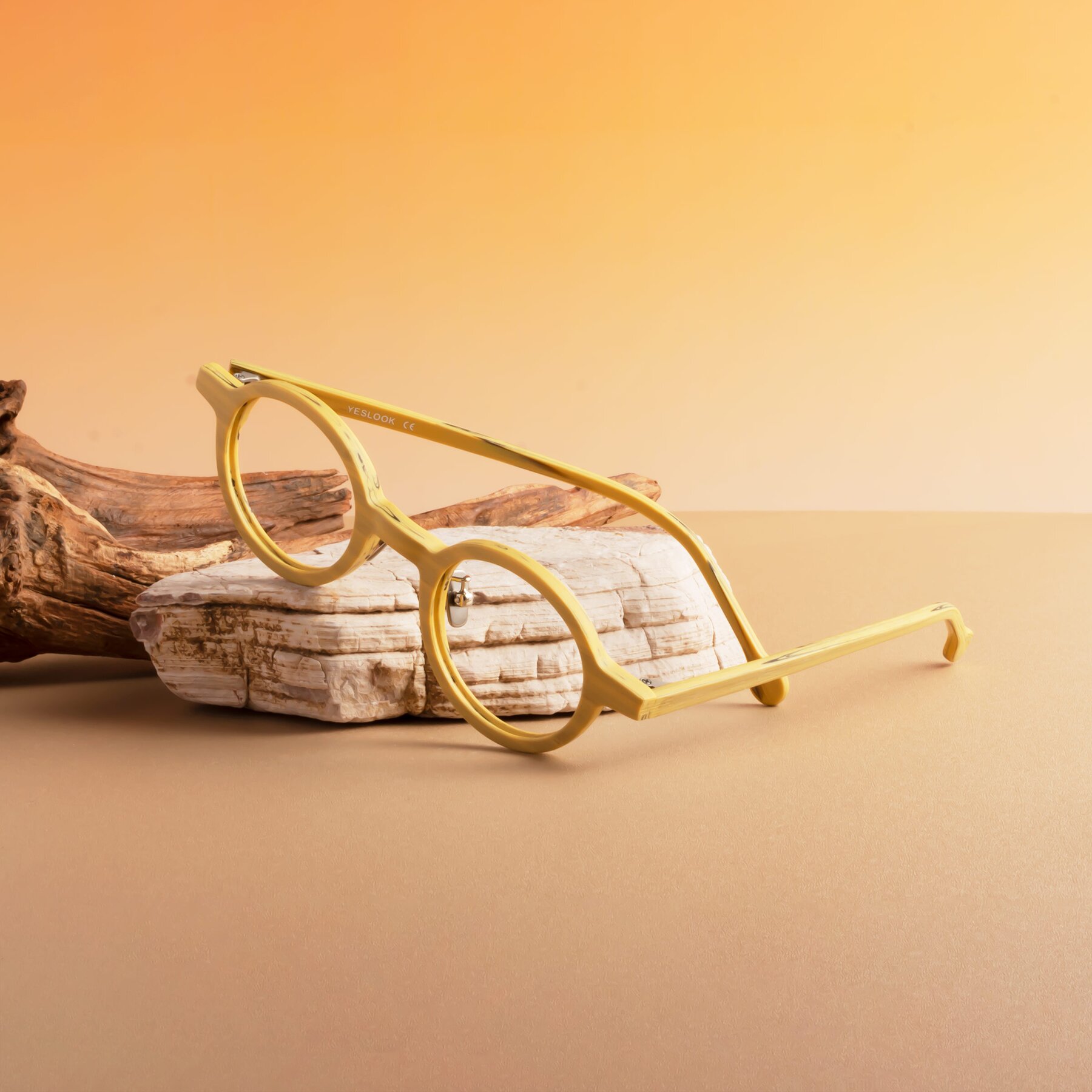 Lifestyle photography #2 of Timber in Egg Yolk Woodgrain with Clear Reading Eyeglass Lenses