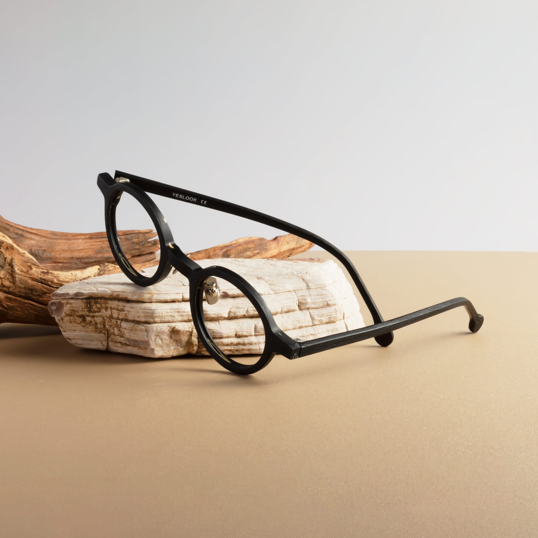 Lifestyle photography #2 of Timber in Black Woodgrain with Clear Eyeglass Lenses