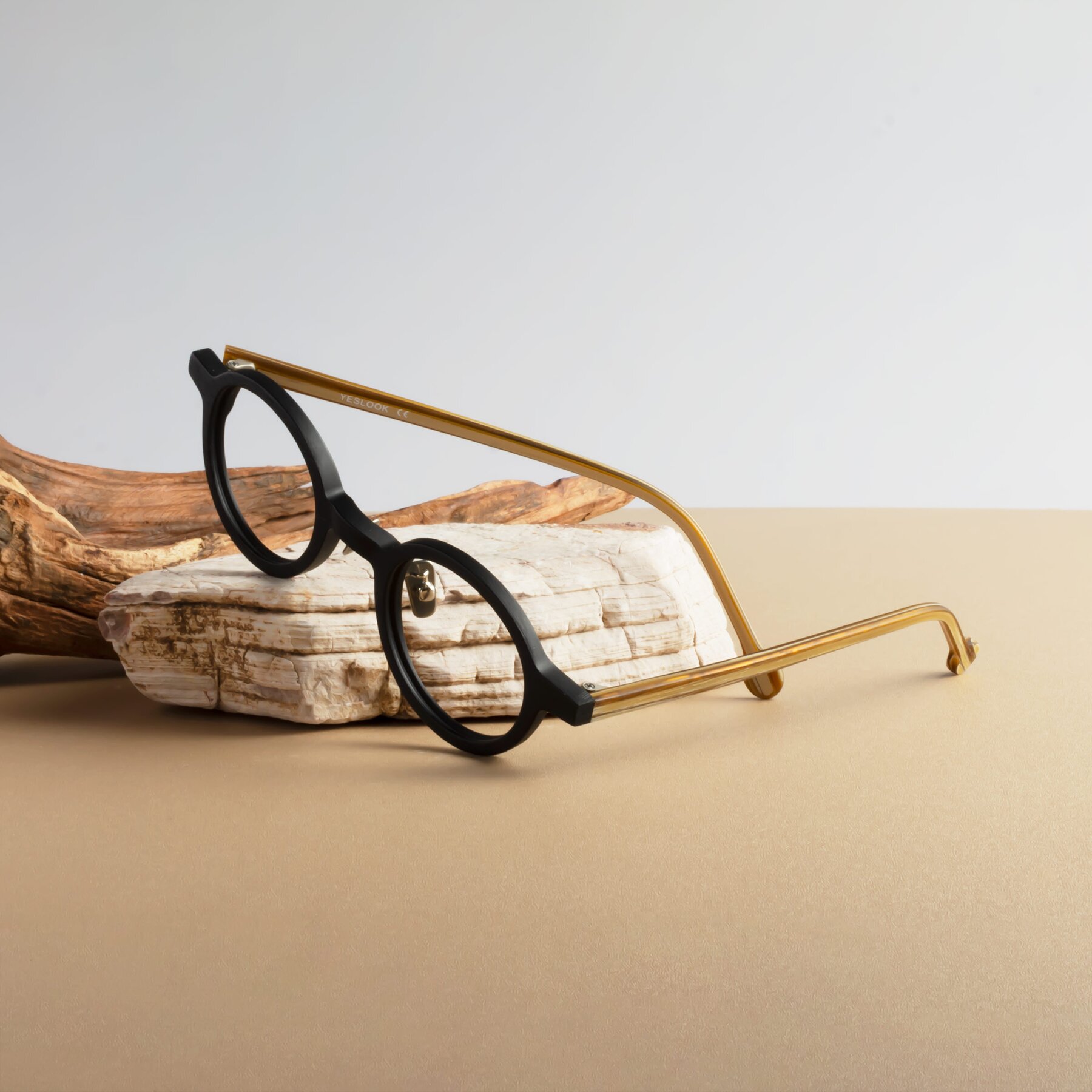 Lifestyle photography #2 of Timber in Black-Sugar Woodgrain with Clear Eyeglass Lenses