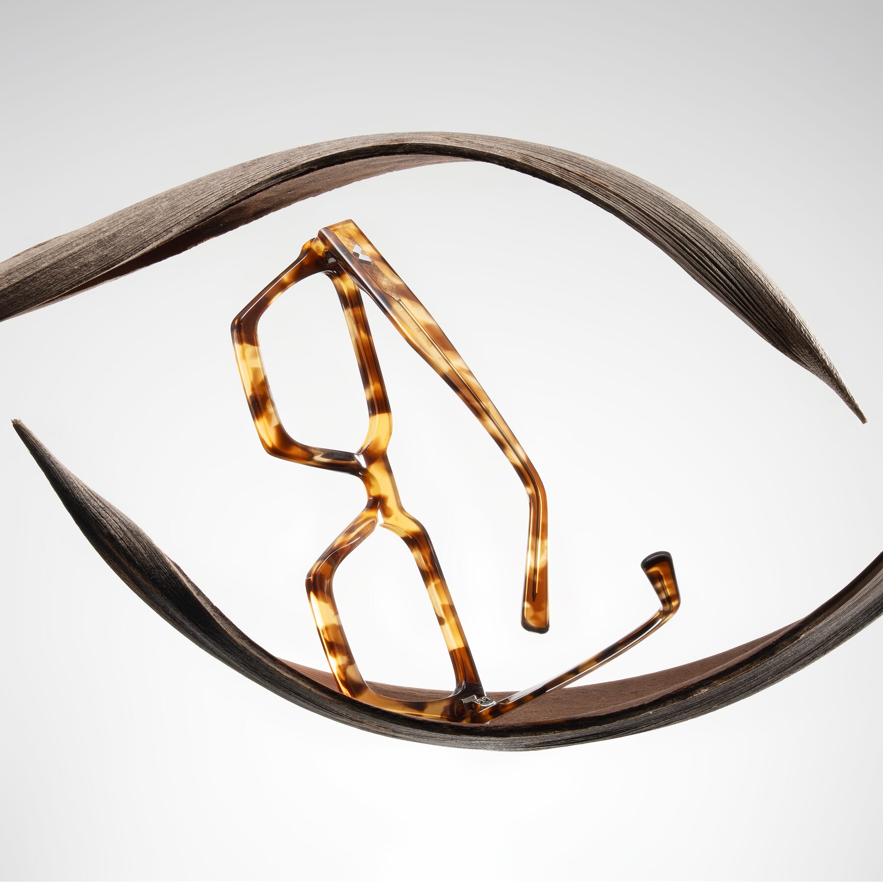 Lifestyle photography #2 of Callan in Honey Tortoise with Clear Eyeglass Lenses