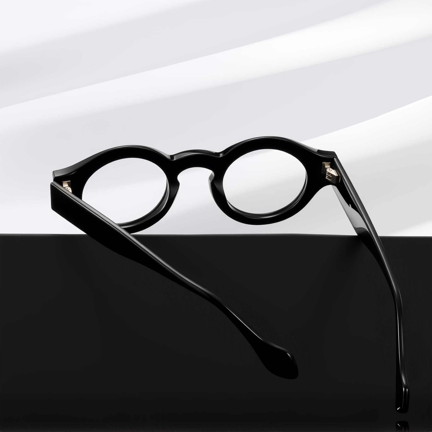 Lifestyle photography #2 of Nuzzo in Black with Clear Reading Eyeglass Lenses