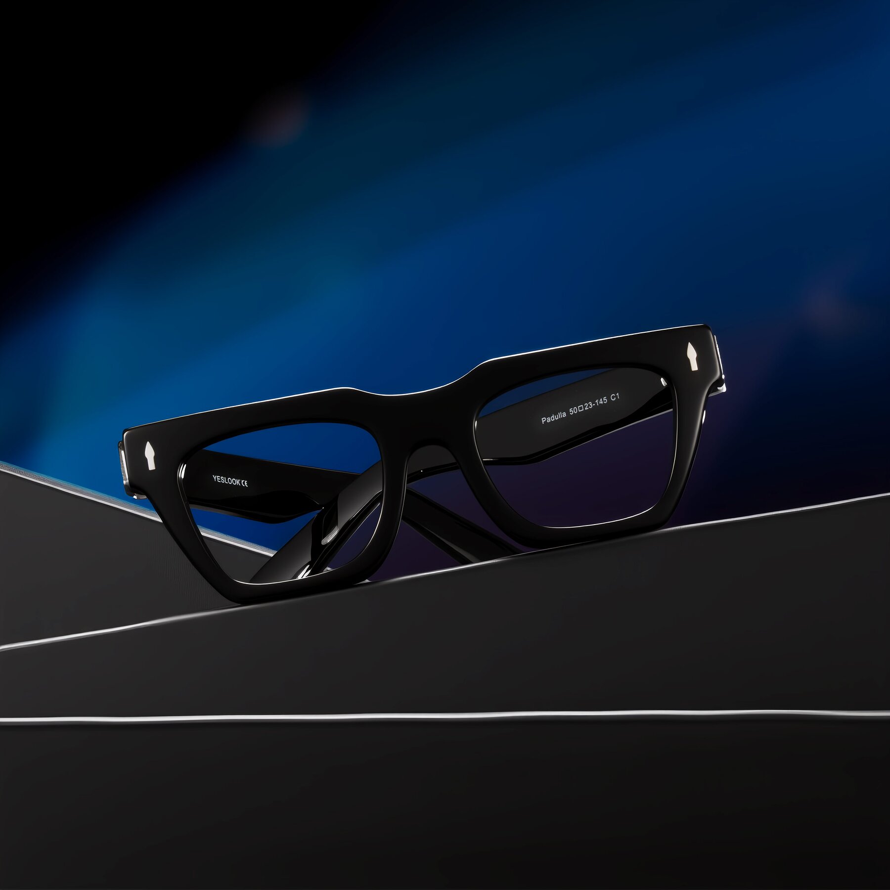 Lifestyle photography #1 of Padulla in Black with Clear Blue Light Blocking Lenses
