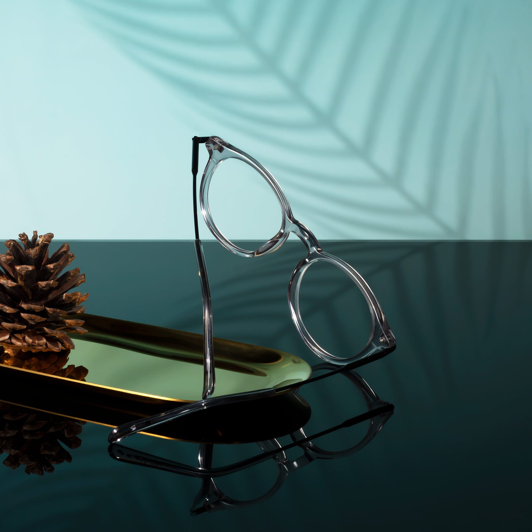 Lifestyle photography #2 of Gupta in Transparent Gray with Clear Reading Eyeglass Lenses