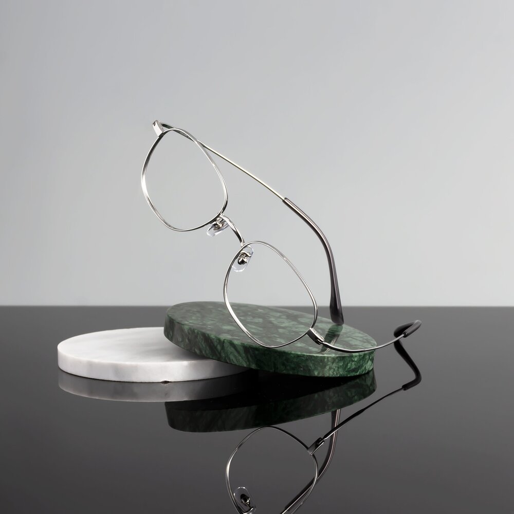 Silver Retro-Vintage Titanium Square Eyeglasses