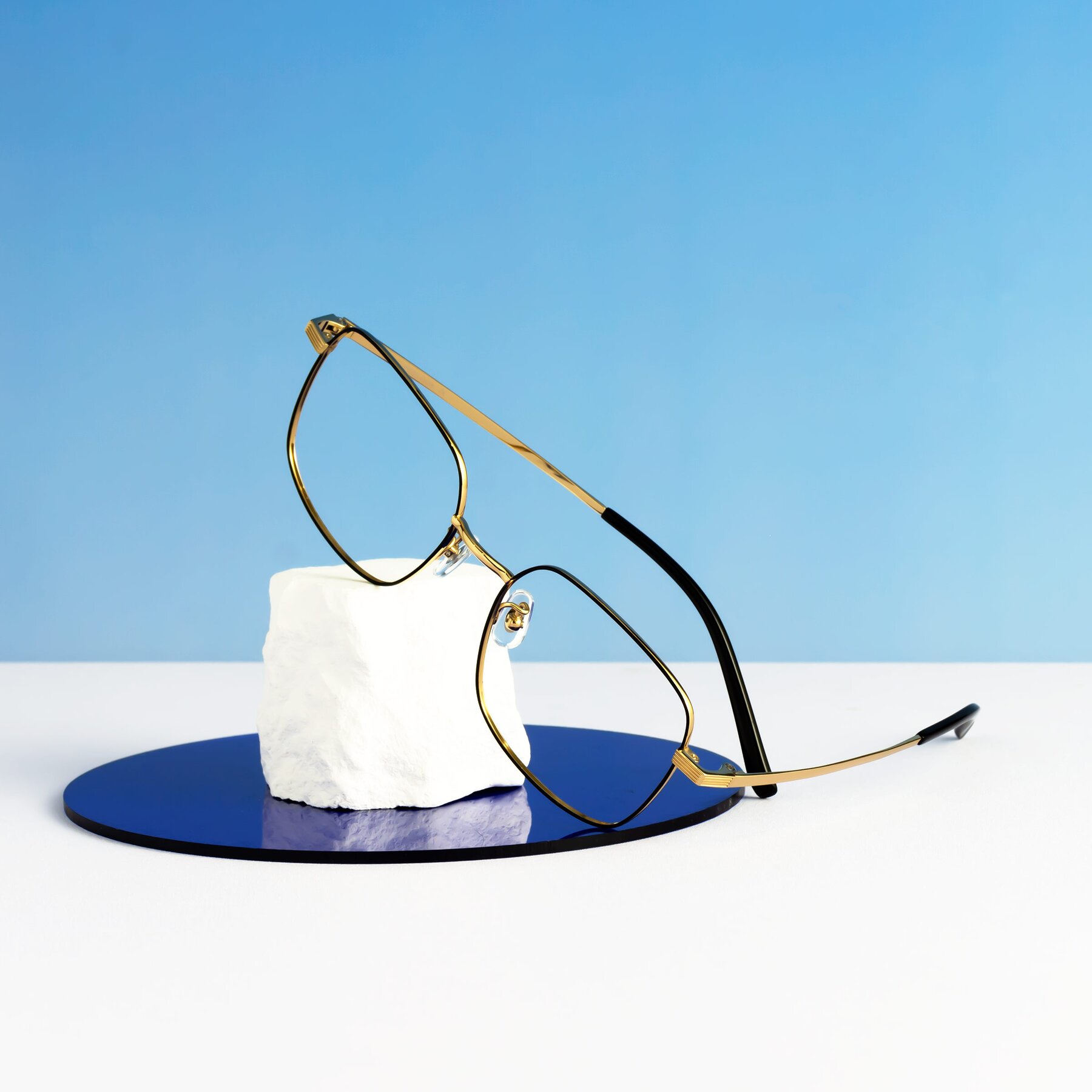 Lifestyle photography #1 of Newman in Black-Gold with Clear Blue Light Blocking Lenses