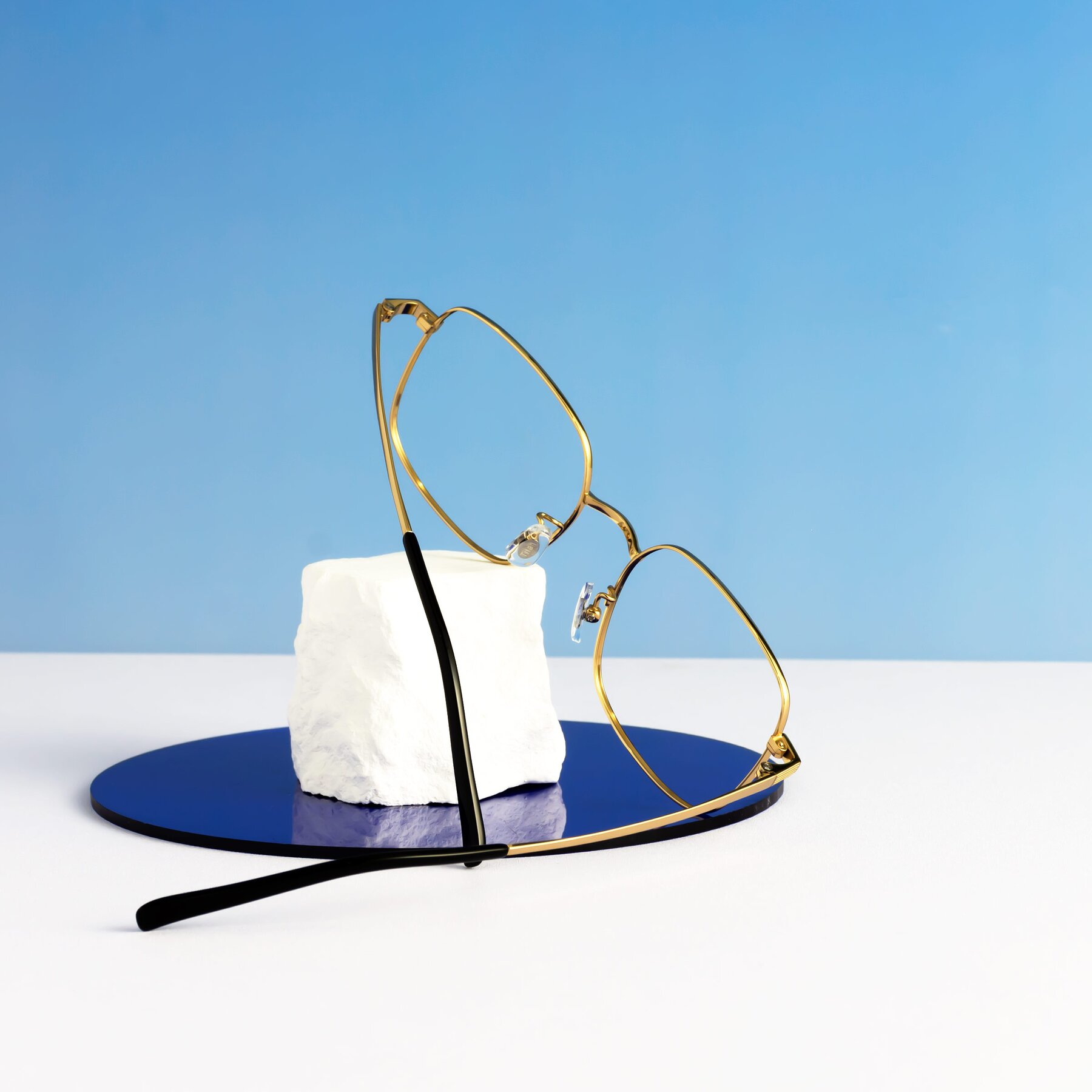 Lifestyle photography #2 of Newman in Black-Gold with Clear Blue Light Blocking Lenses