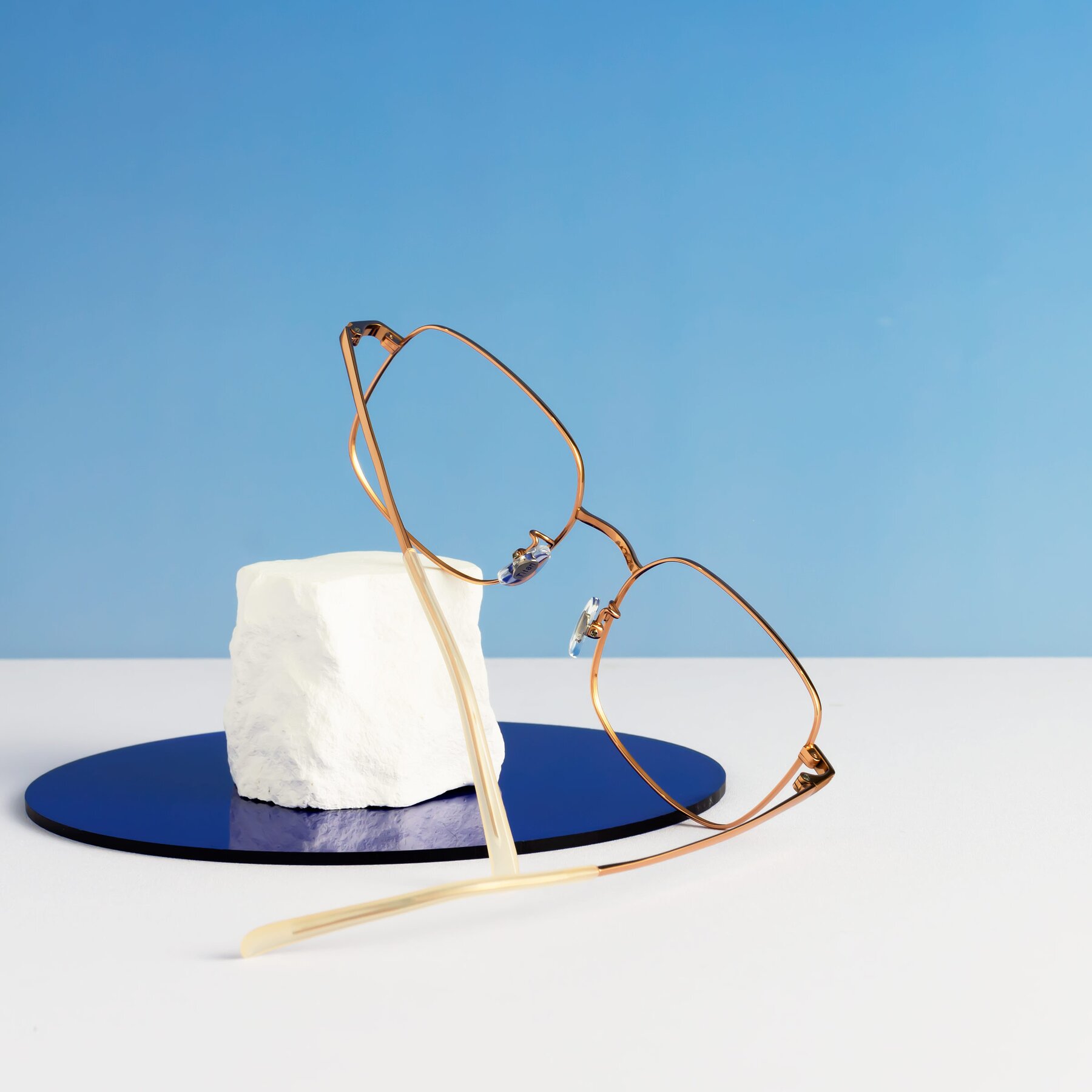 Lifestyle photography #2 of Newman in Rose Gold with Clear Blue Light Blocking Lenses