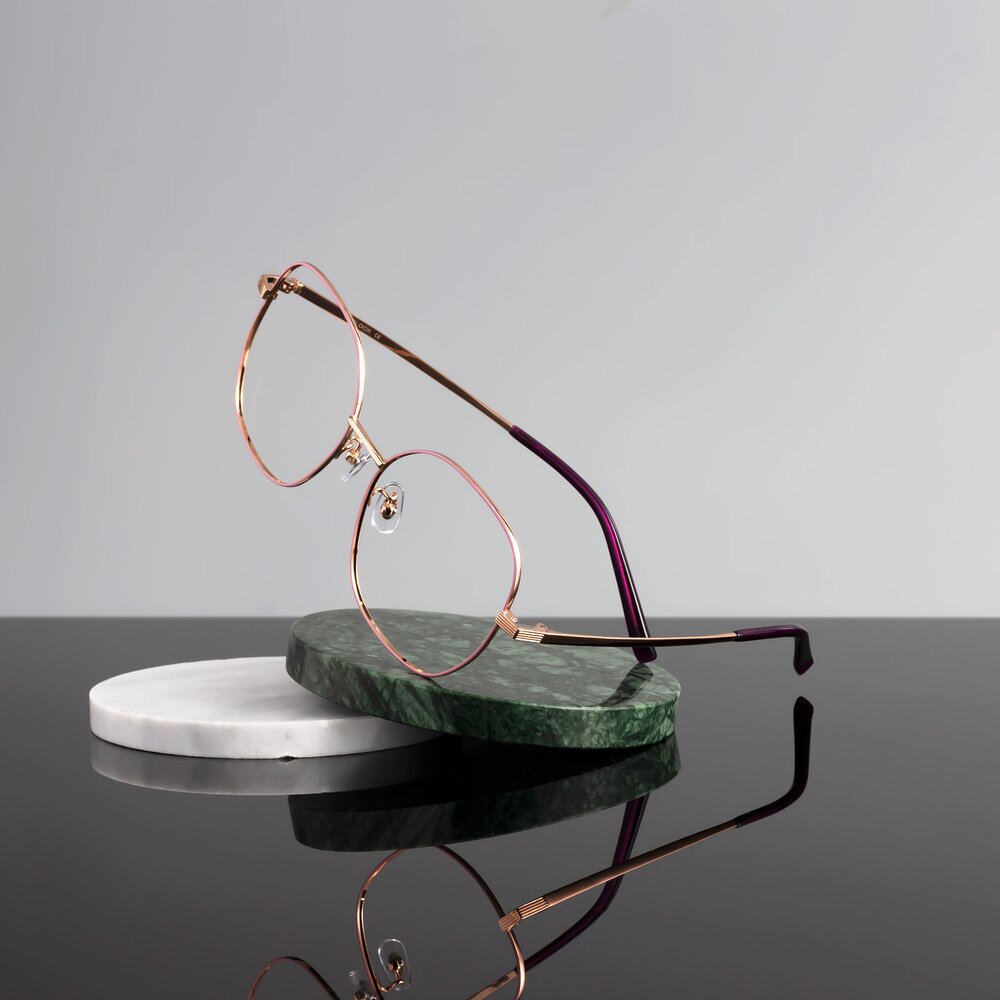 Pink-Rose Gold Oversized Hipster Titanium Eyeglasses