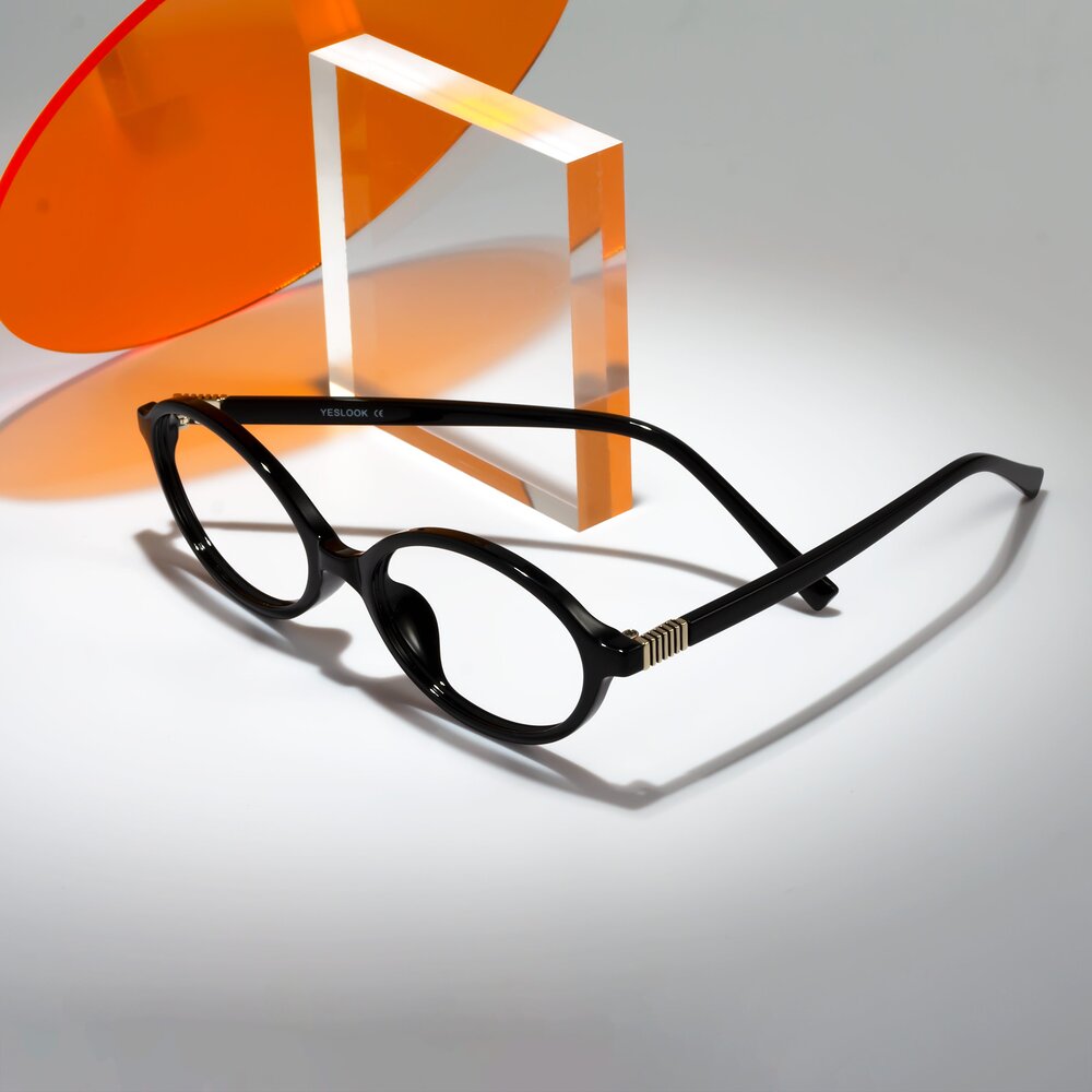 Black Hipster TR90 Oval Eyeglasses