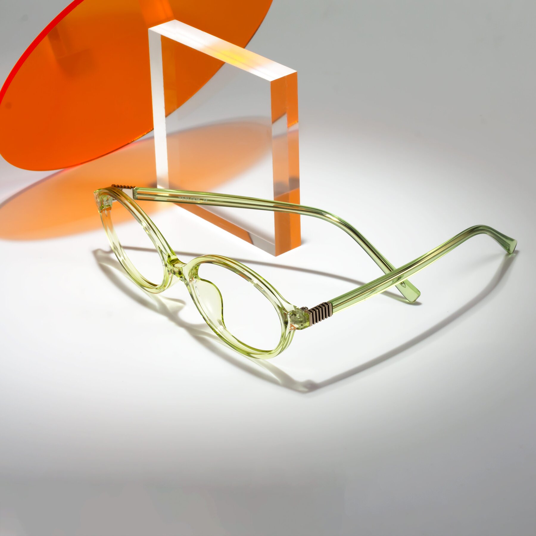 Lifestyle photography #1 of Ubell in Transparent Green with Clear Reading Eyeglass Lenses