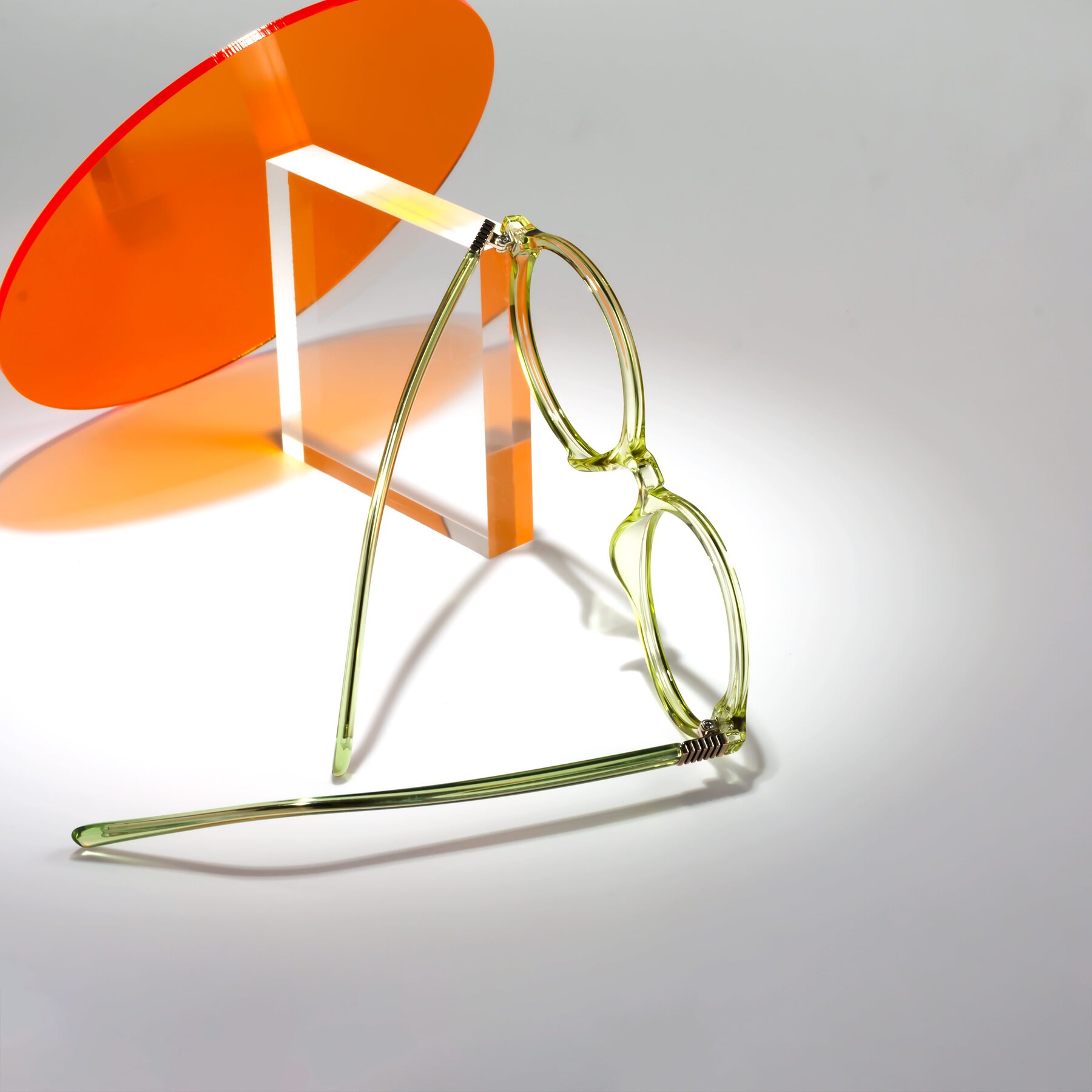 Lifestyle photography #2 of Ubell in Transparent Green with Clear Reading Eyeglass Lenses