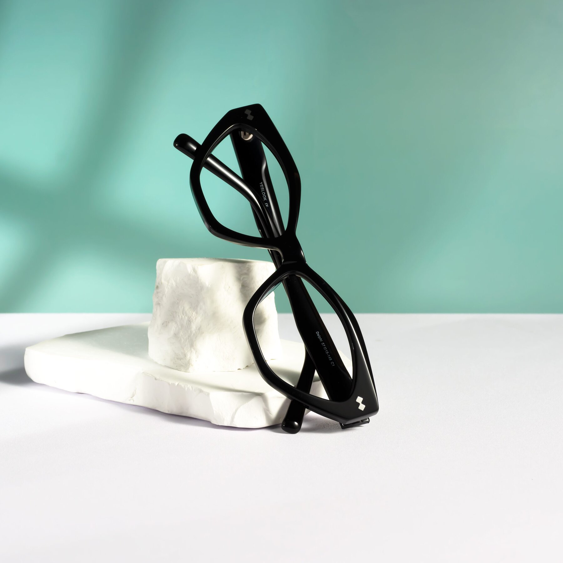 Lifestyle photography #1 of Delphi in Black with Clear Blue Light Blocking Lenses