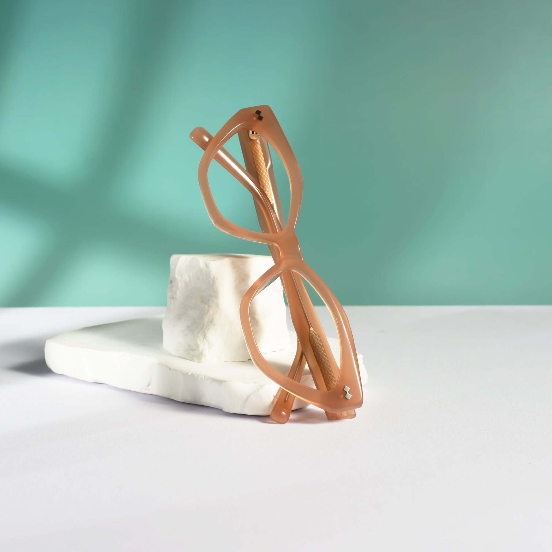 Lifestyle photography #1 of Delphi in Peach with Clear Reading Eyeglass Lenses