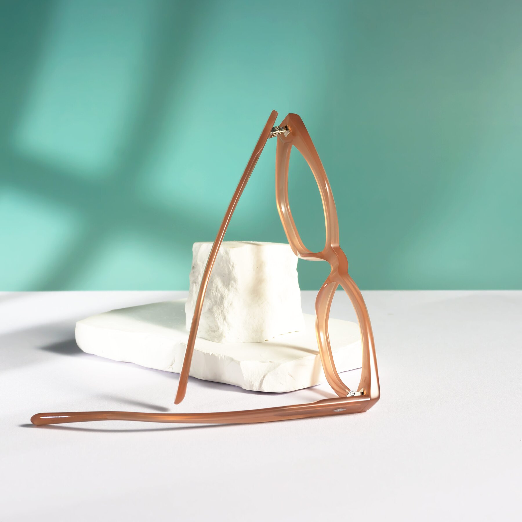 Lifestyle photography #2 of Delphi in Peach with Clear Reading Eyeglass Lenses