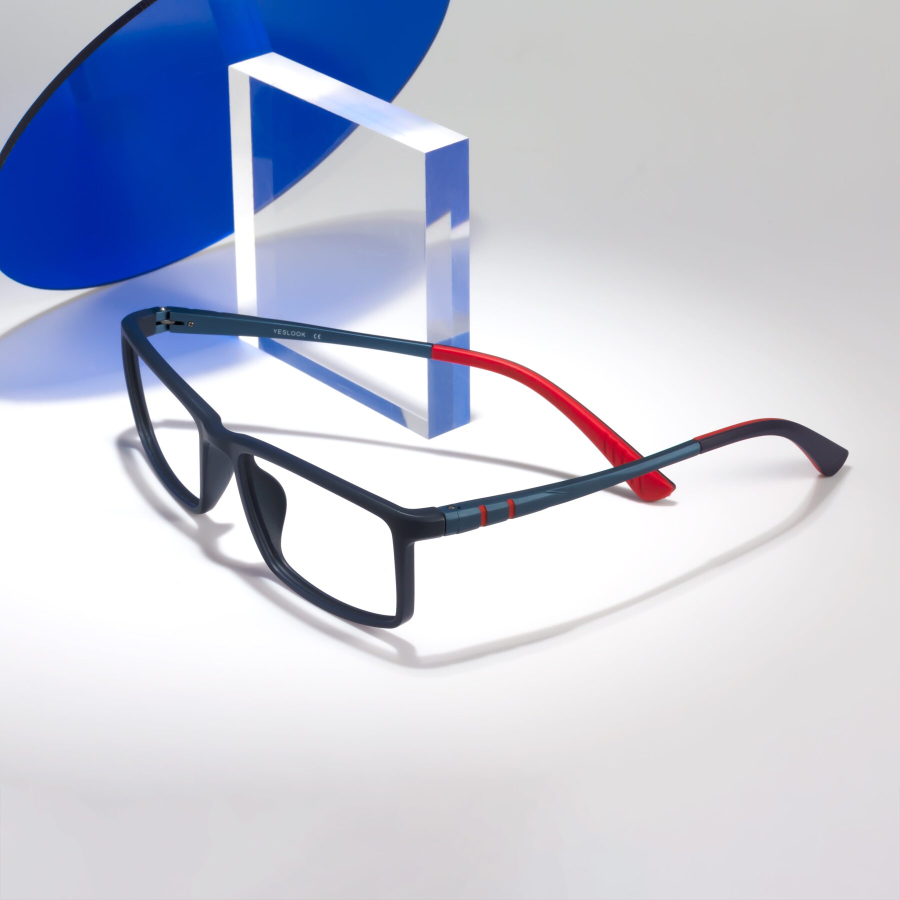 Lifestyle photography #1 of Kordii in Matte Blue-Red with Clear Blue Light Blocking Lenses
