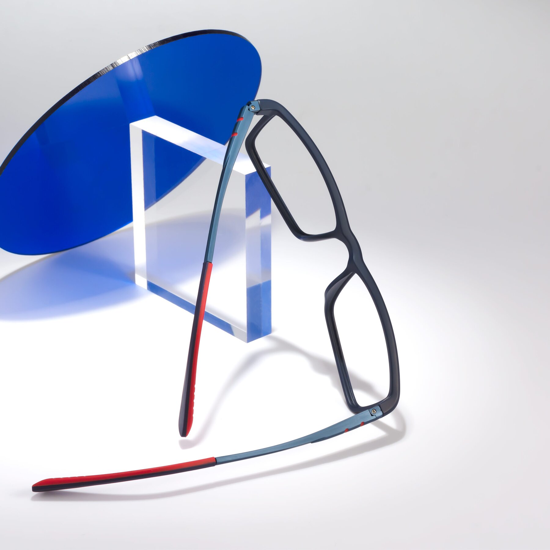 Lifestyle photography #2 of Kordii in Matte Blue-Red with Clear Blue Light Blocking Lenses