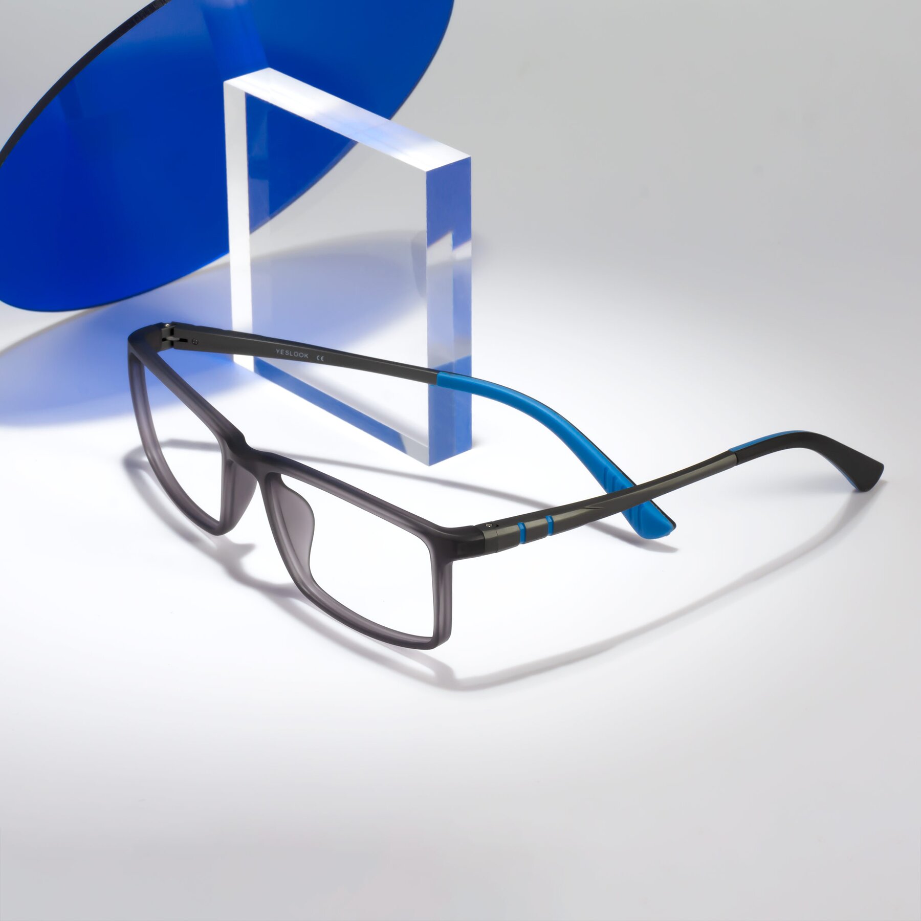 Lifestyle photography #1 of Kordii in Matte Gray-Blue with Clear Reading Eyeglass Lenses