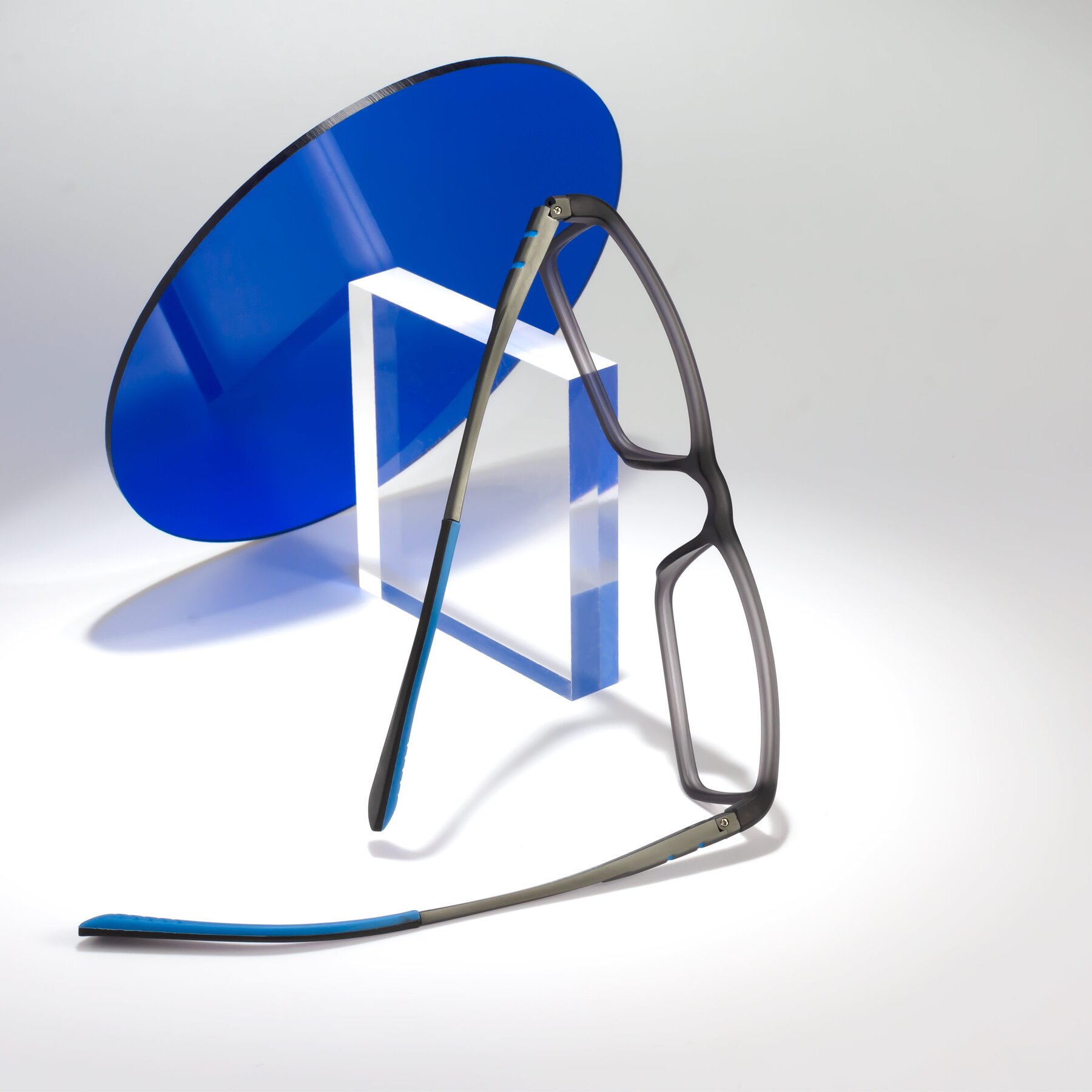 Lifestyle photography #2 of Kordii in Matte Gray-Blue with Clear Reading Eyeglass Lenses