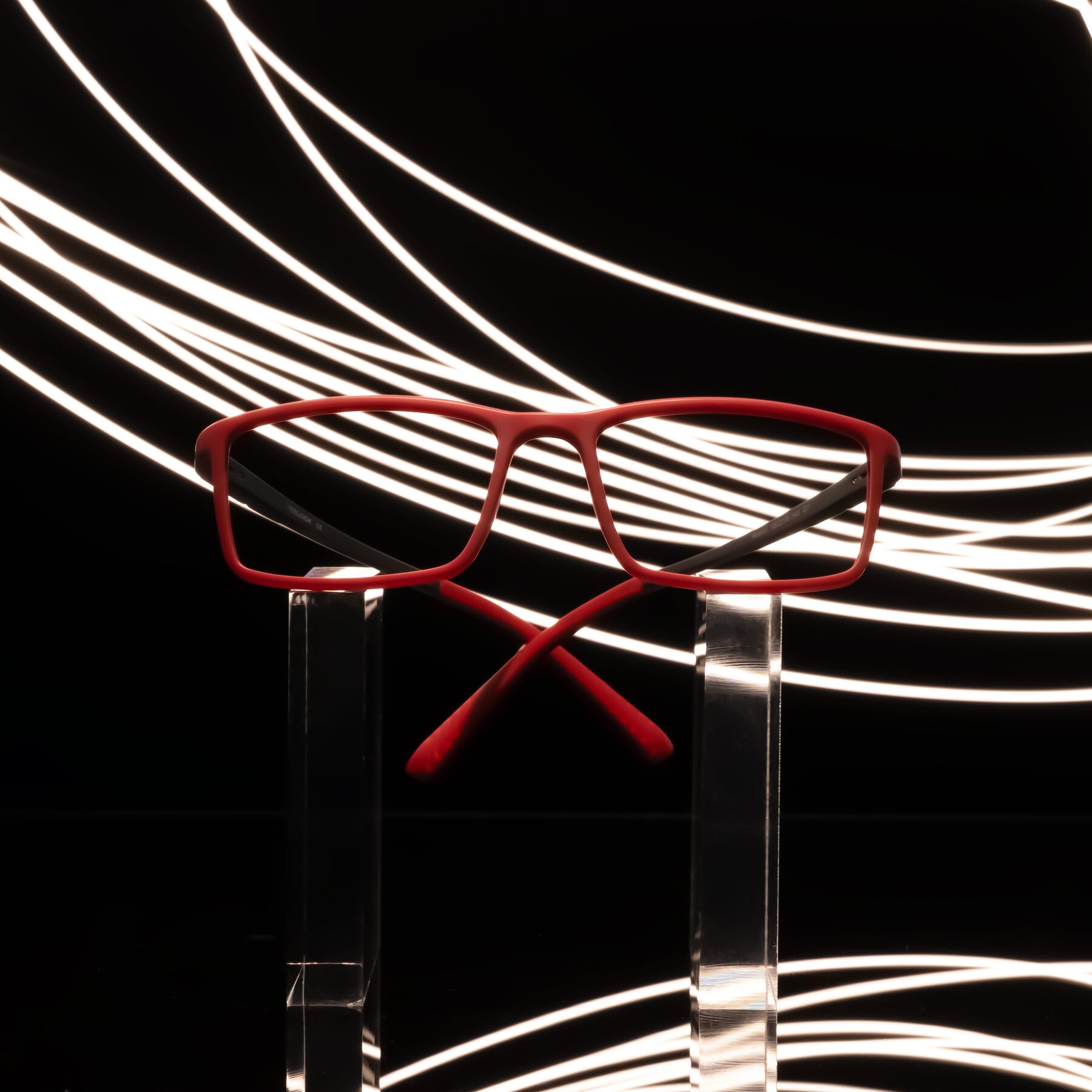 Lifestyle photography #1 of Kordii in Matte Red/Silver with Clear Eyeglass Lenses