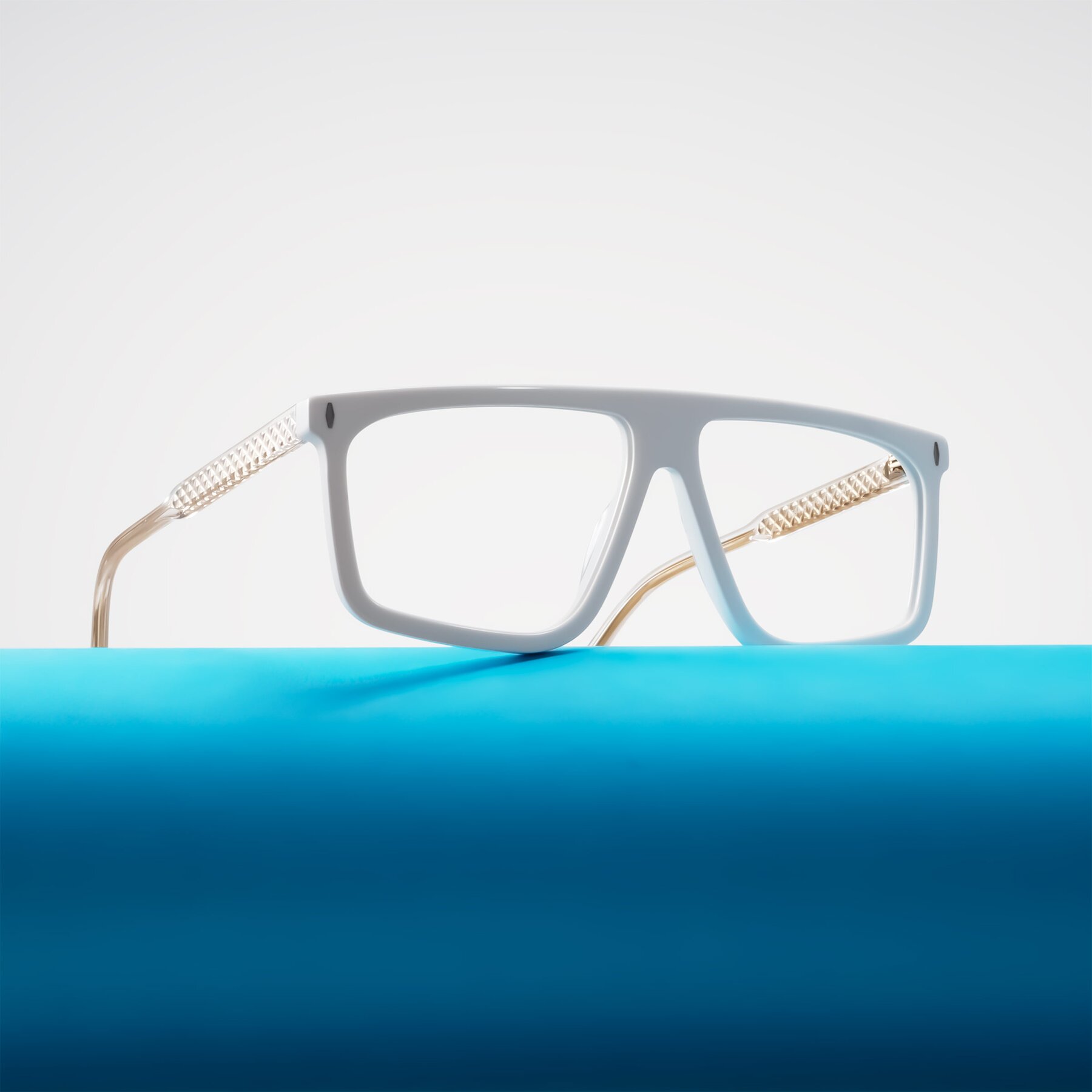 Lifestyle photography #2 of Vazquez in White/Gold with Clear Blue Light Blocking Lenses