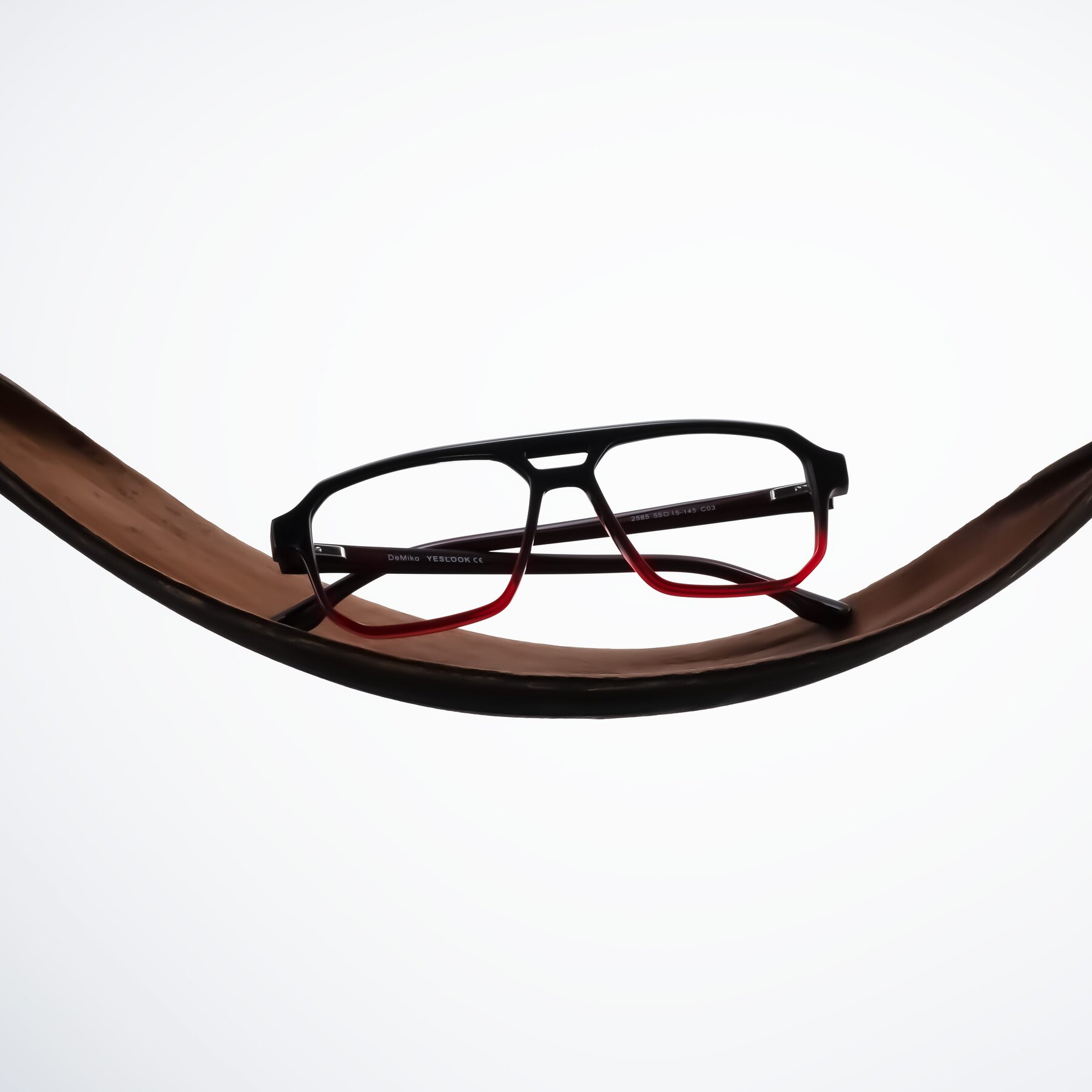 Lifestyle photography #2 of DeMiko in Gradient Wine with Clear Eyeglass Lenses