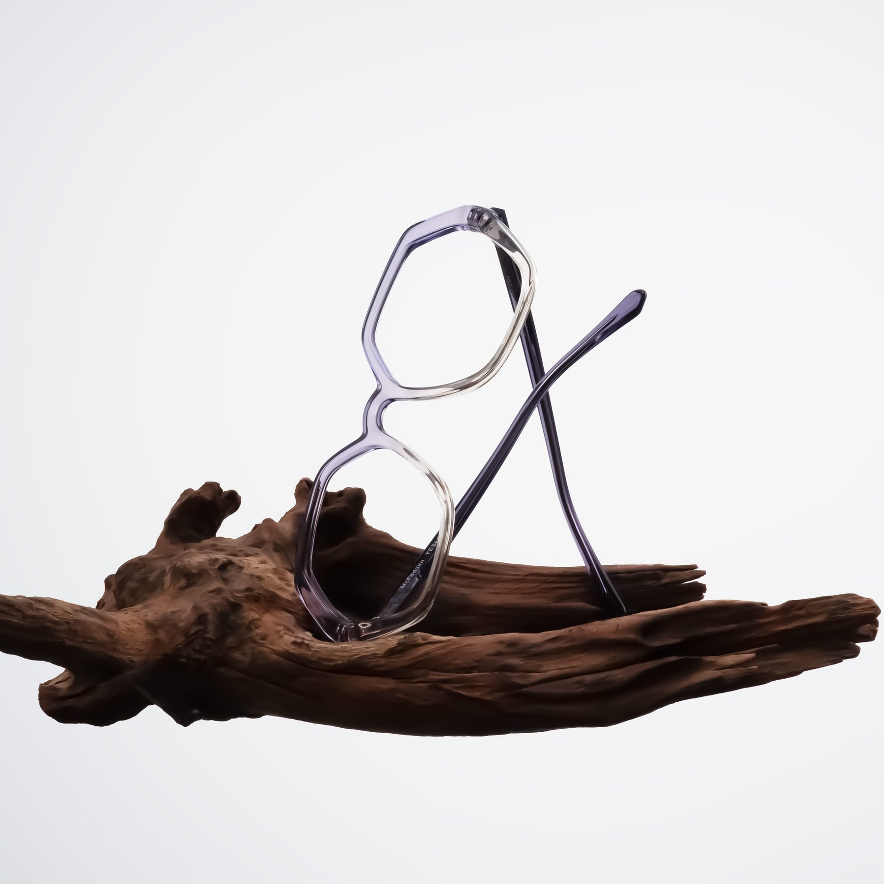 Lifestyle photography #1 of McFadden in Clear Purple/Champagne with Clear Eyeglass Lenses