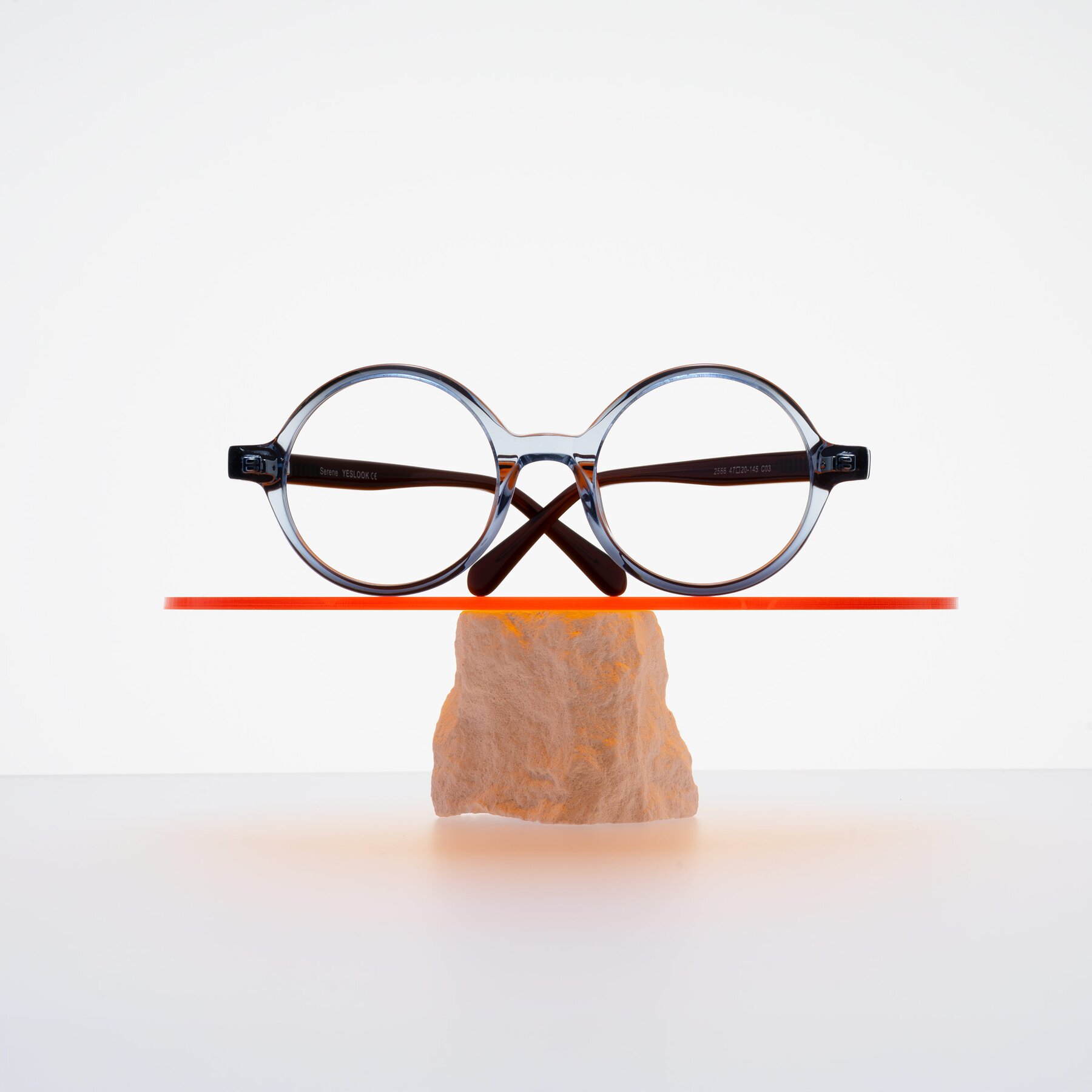 Lifestyle photography #1 of Serene in Faded Blue with Clear Eyeglass Lenses
