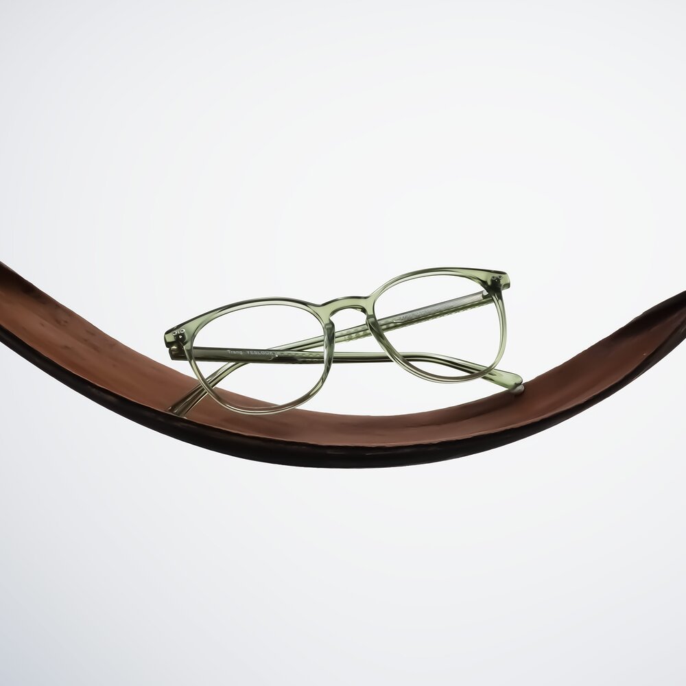 Transparent Green Lightweight Acetate Round Eyeglasses