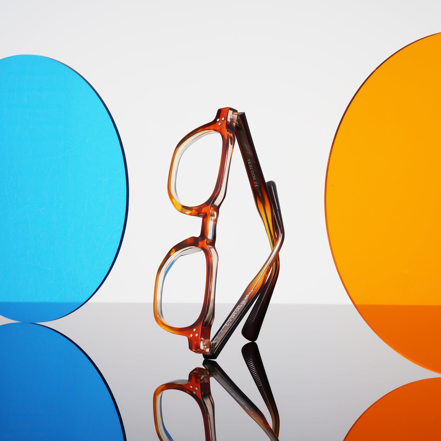 Lifestyle photography #2 of Fingar in Amber Striped with Clear Eyeglass Lenses