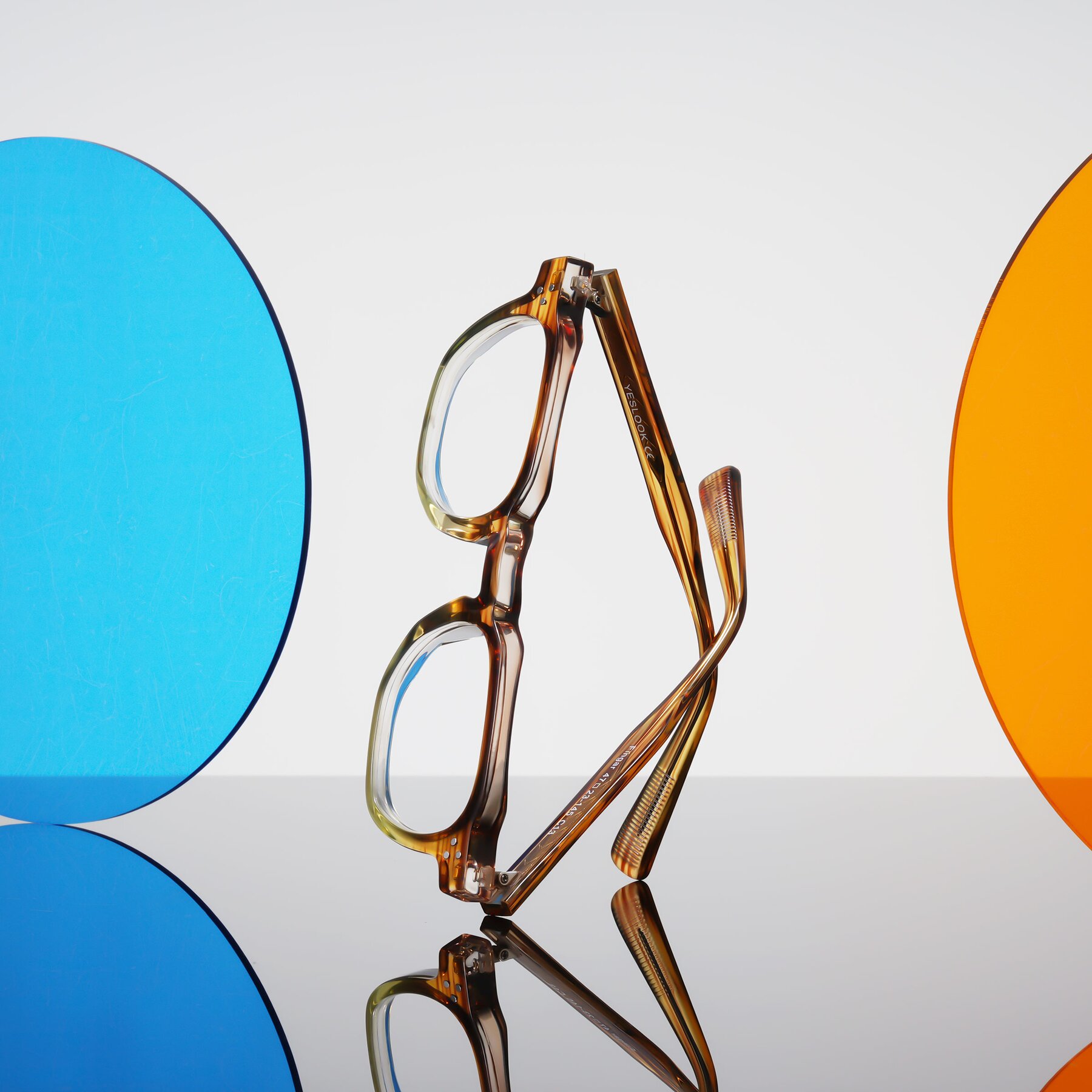 Lifestyle photography #2 of Fingar in Champagne Striped with Clear Eyeglass Lenses