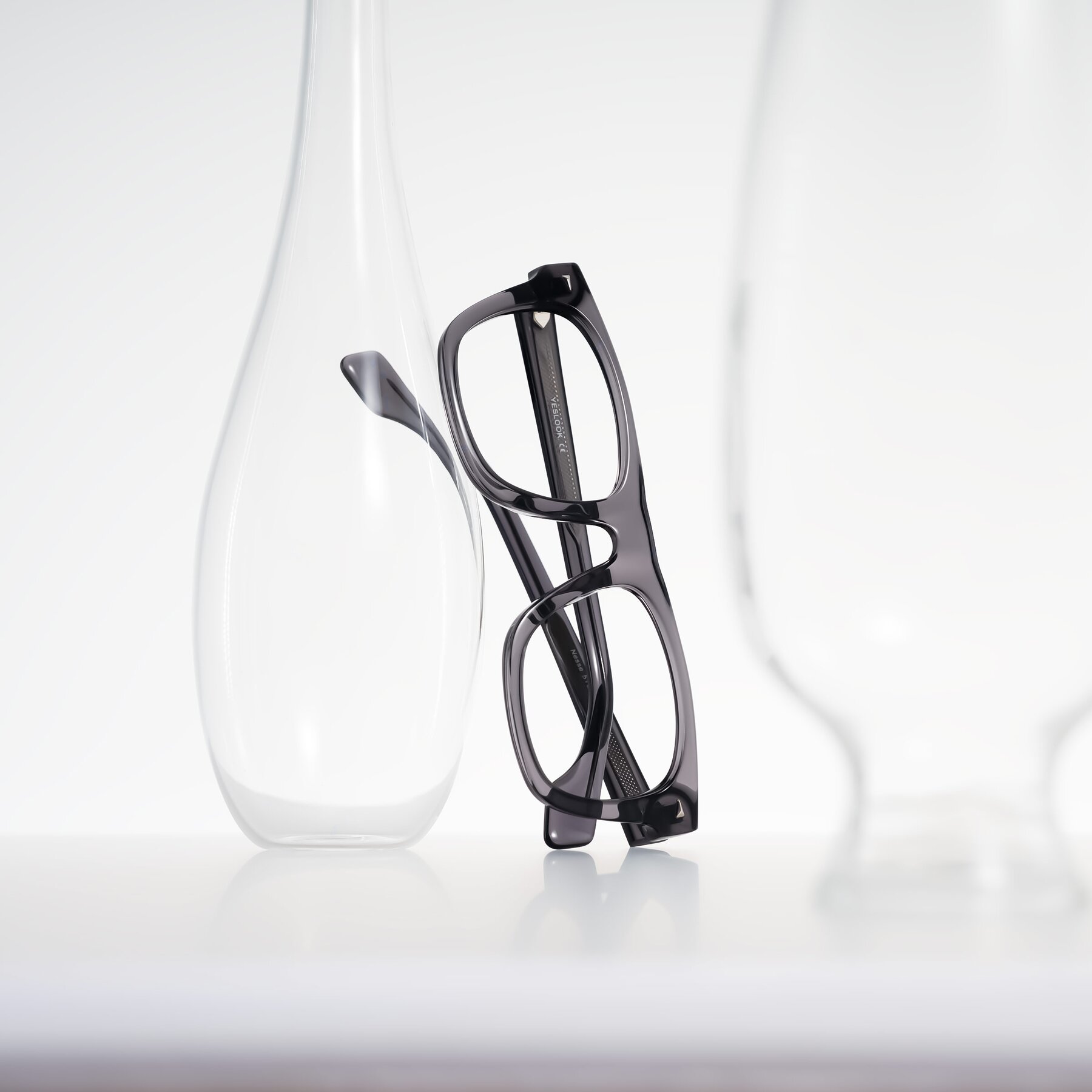 Lifestyle photography #1 of Nesse in Transparent Gray with Clear Eyeglass Lenses