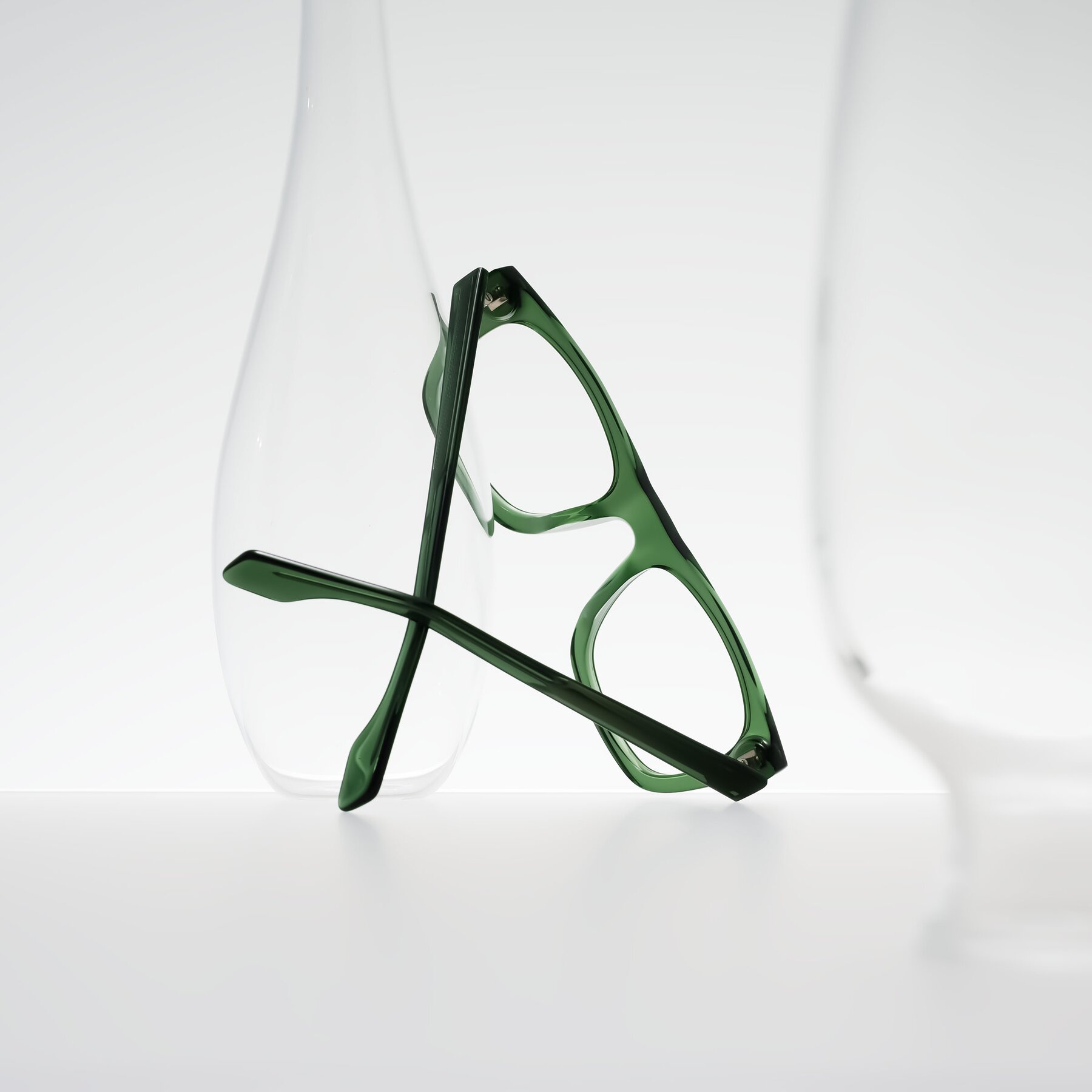 Lifestyle photography #2 of Nesse in Transparent Green with Clear Eyeglass Lenses