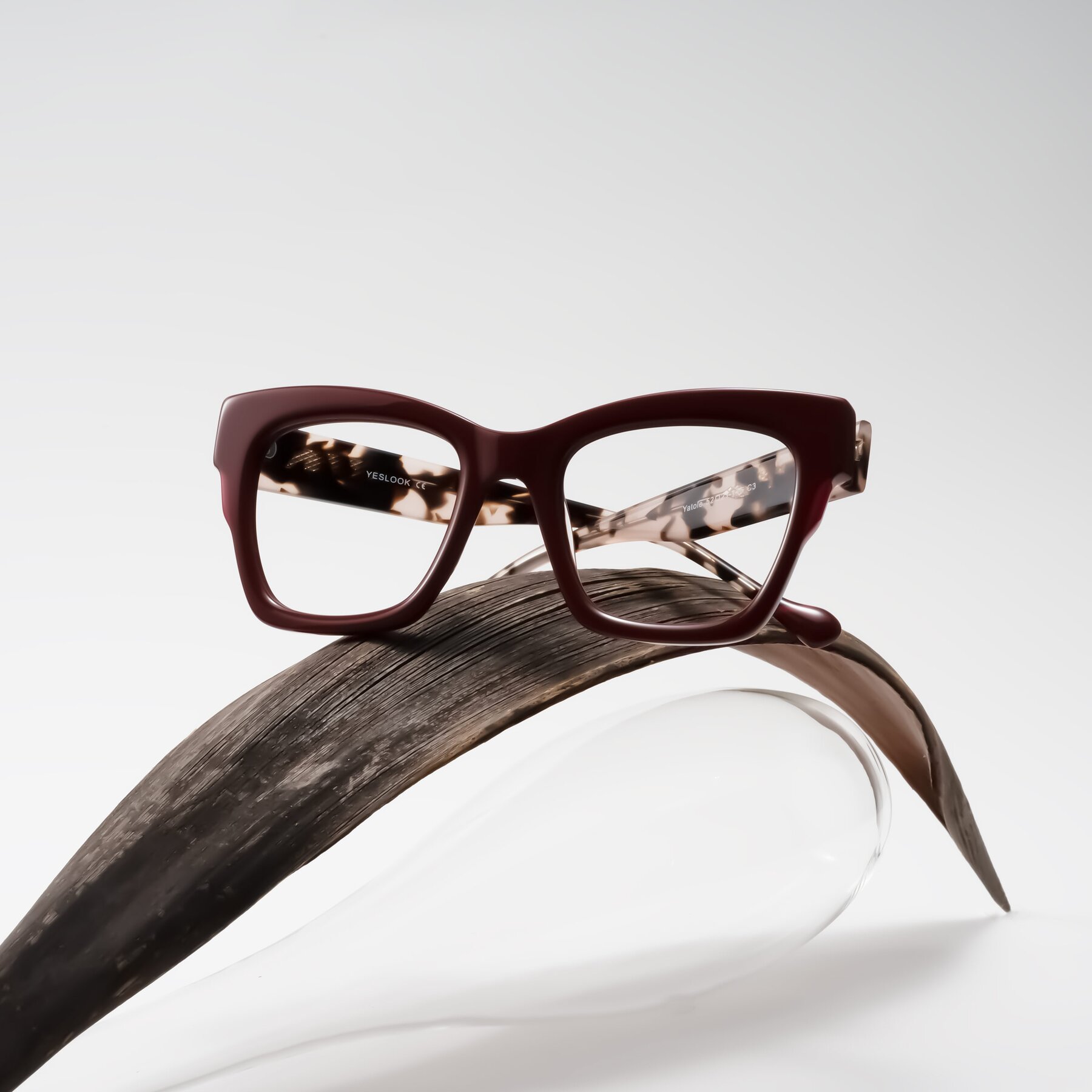 Lifestyle photography #2 of Yatole in Maroon/Ivory Tortoise with Clear Eyeglass Lenses