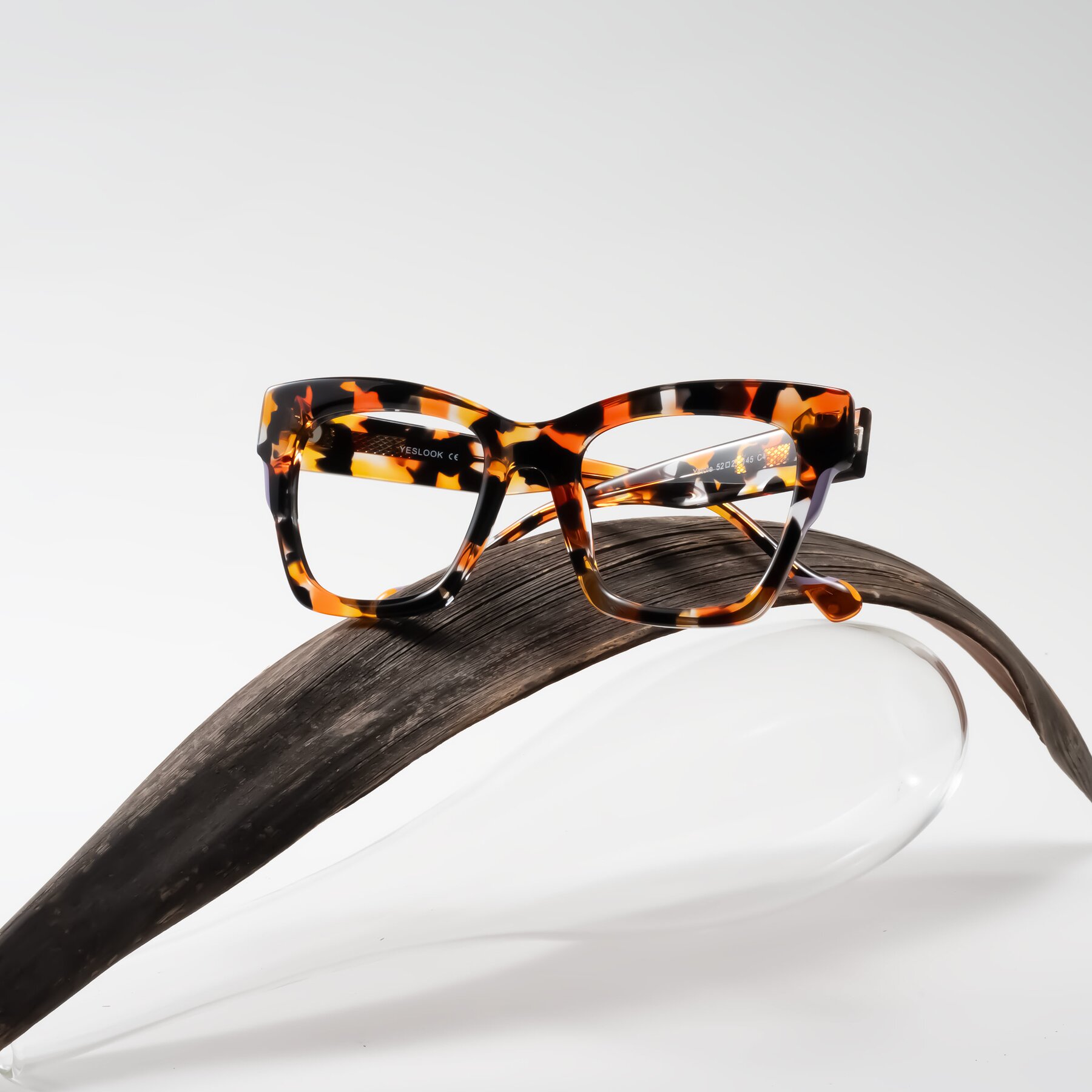 Lifestyle photography #2 of Yatole in Orange Tortoise with Clear Eyeglass Lenses