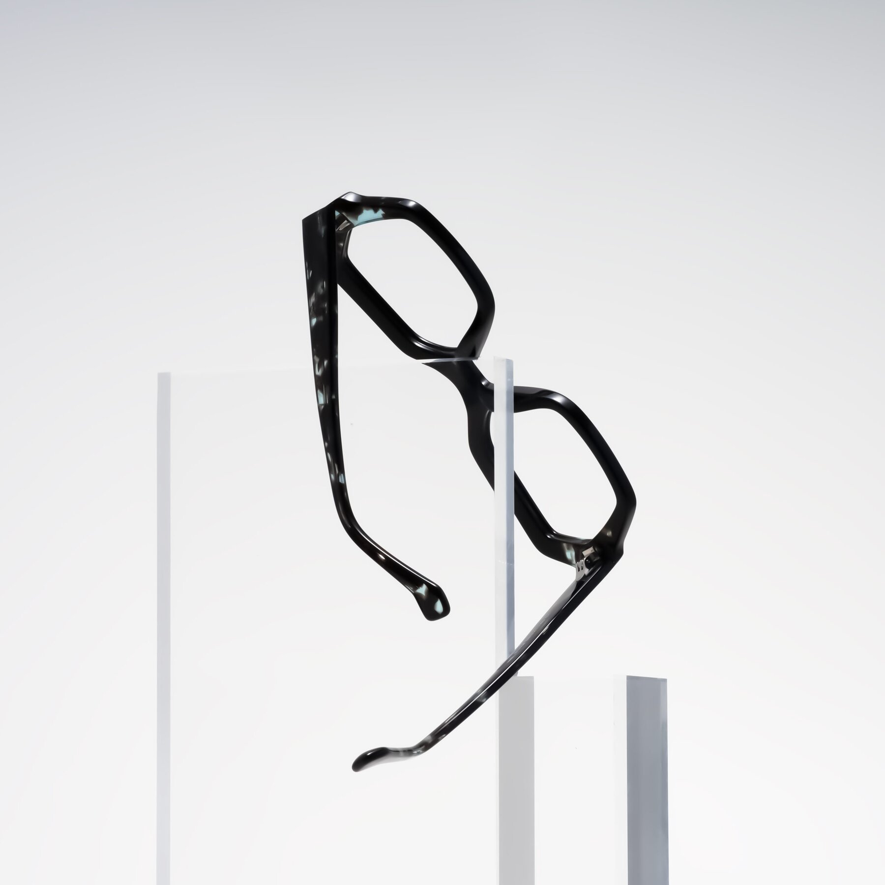 Lifestyle photography #2 of Burka in Black/Teal Tortoise with Clear Blue Light Blocking Lenses