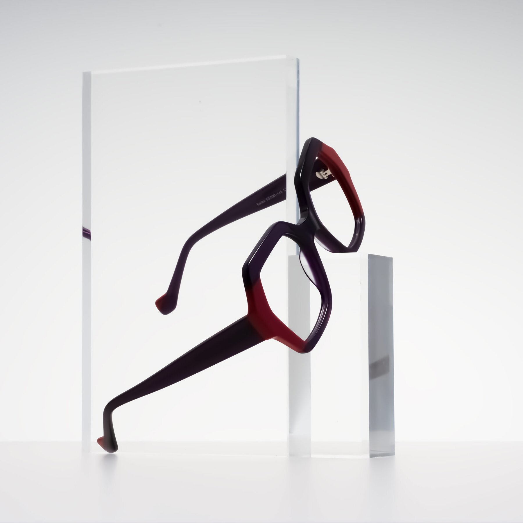 Lifestyle photography #1 of Burka in Eggplant/Red with Clear Eyeglass Lenses