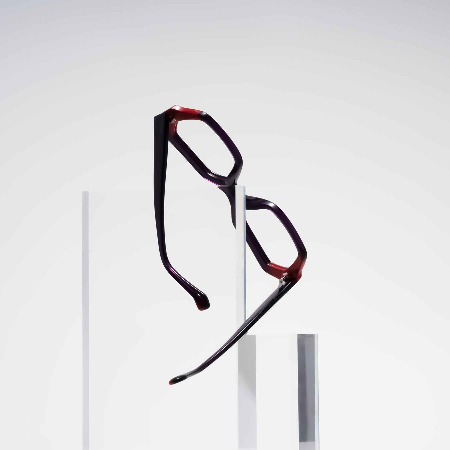 Lifestyle photography #2 of Burka in Eggplant/Red with Clear Eyeglass Lenses