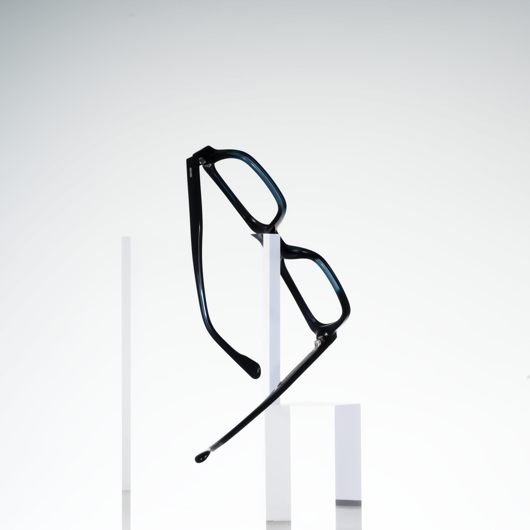 Lifestyle photography #2 of Harper in Dark Blue Striped with Clear Reading Eyeglass Lenses